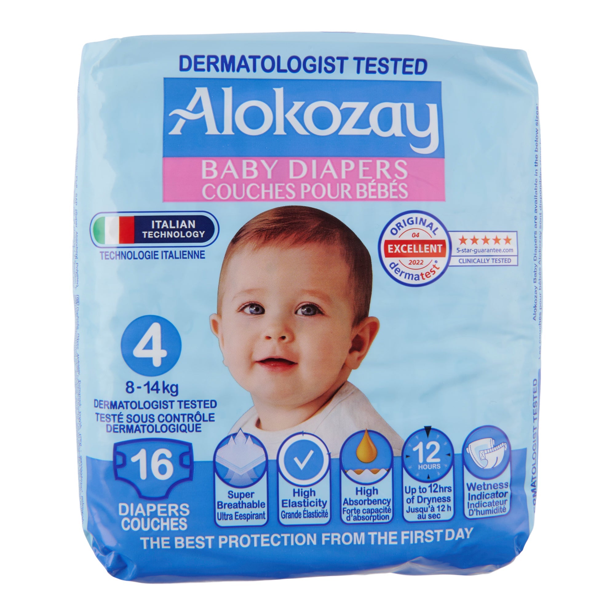 Couches pour bébés Alokozay, taille 4, emb. de 15