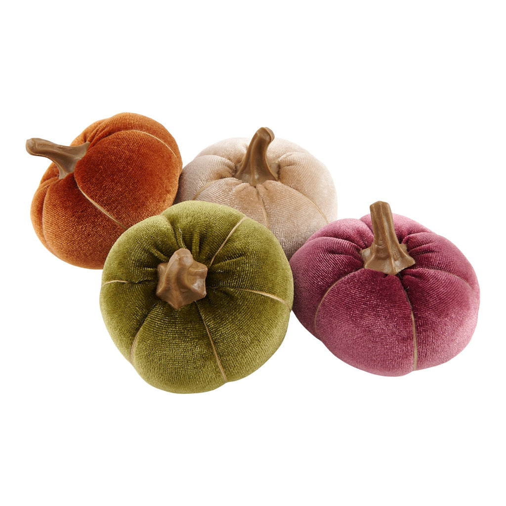 HomeStyles Velvet Pumpkins, 3-in, 4 Pack