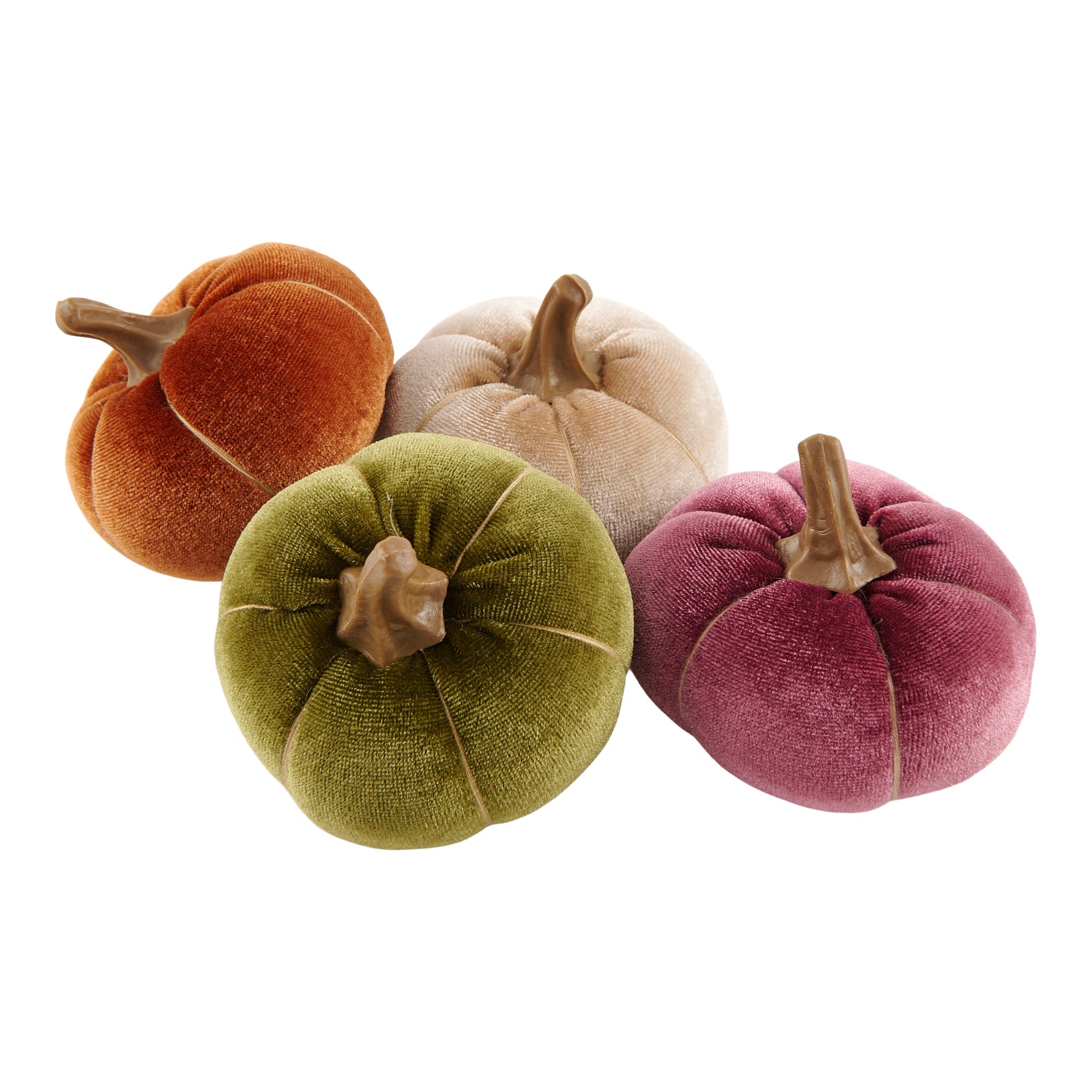 HomeStyles Velvet Pumpkins, 3-in, 4 Pack