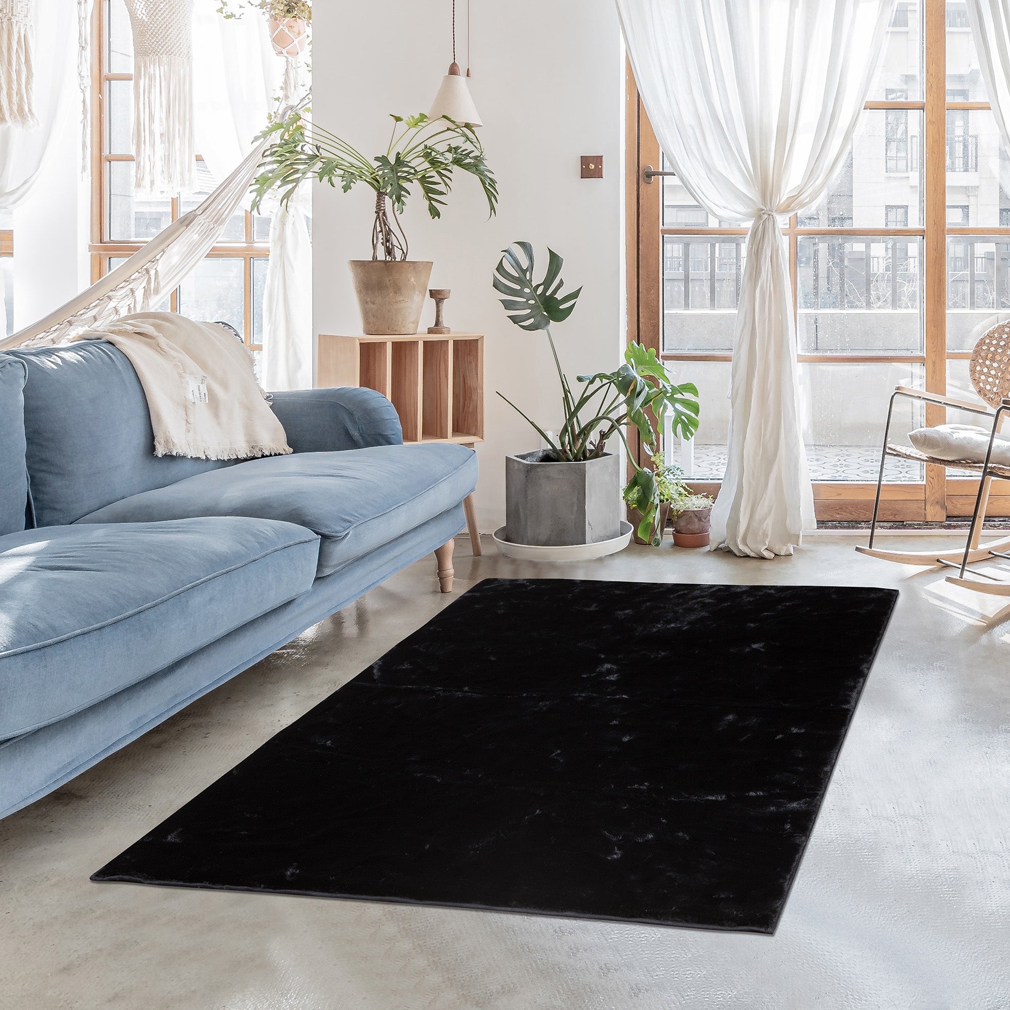 Faux Rabbit Fur Rug, 4-ft x 6-ft.