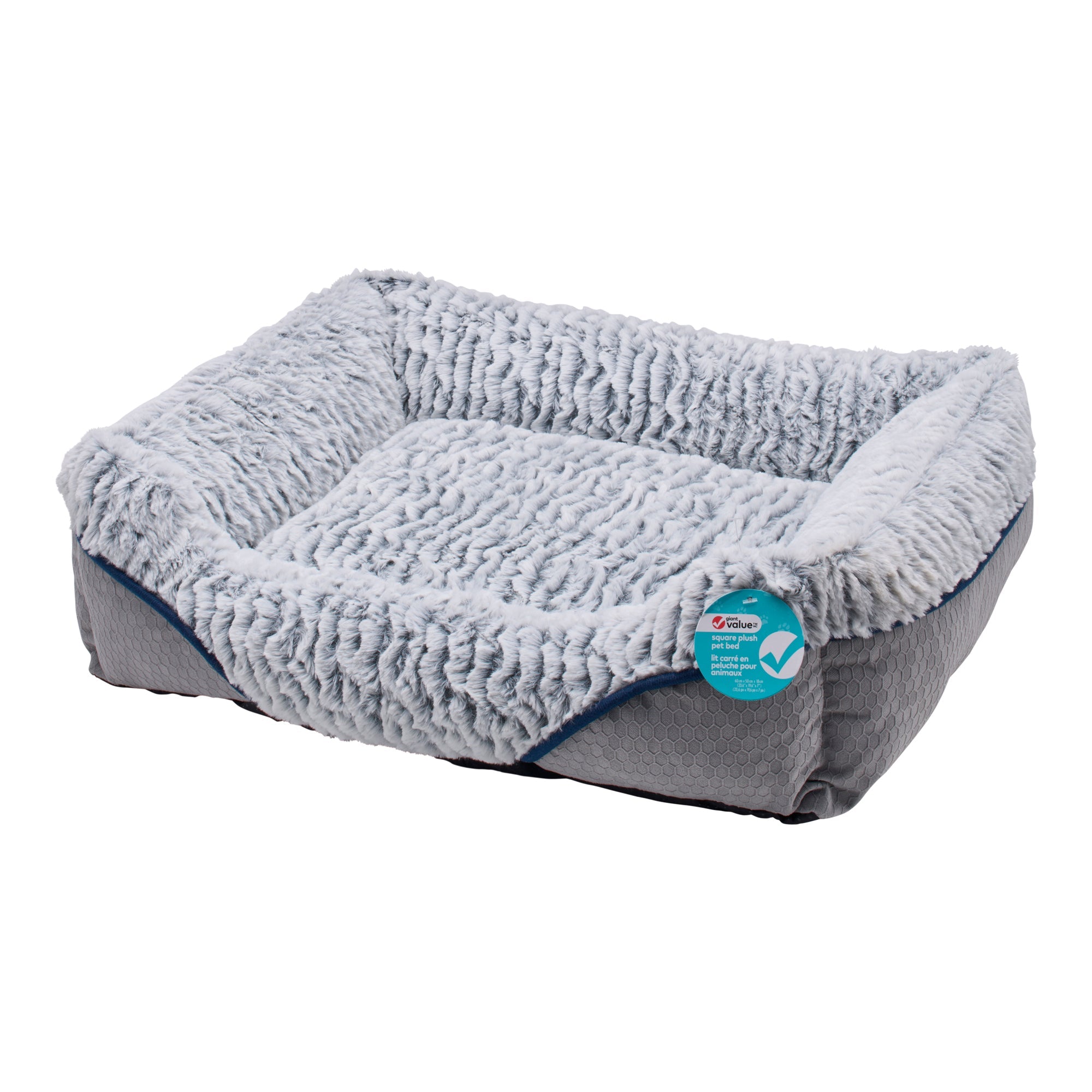 Giant Value Square Plush Pet Bed, 23.6-in