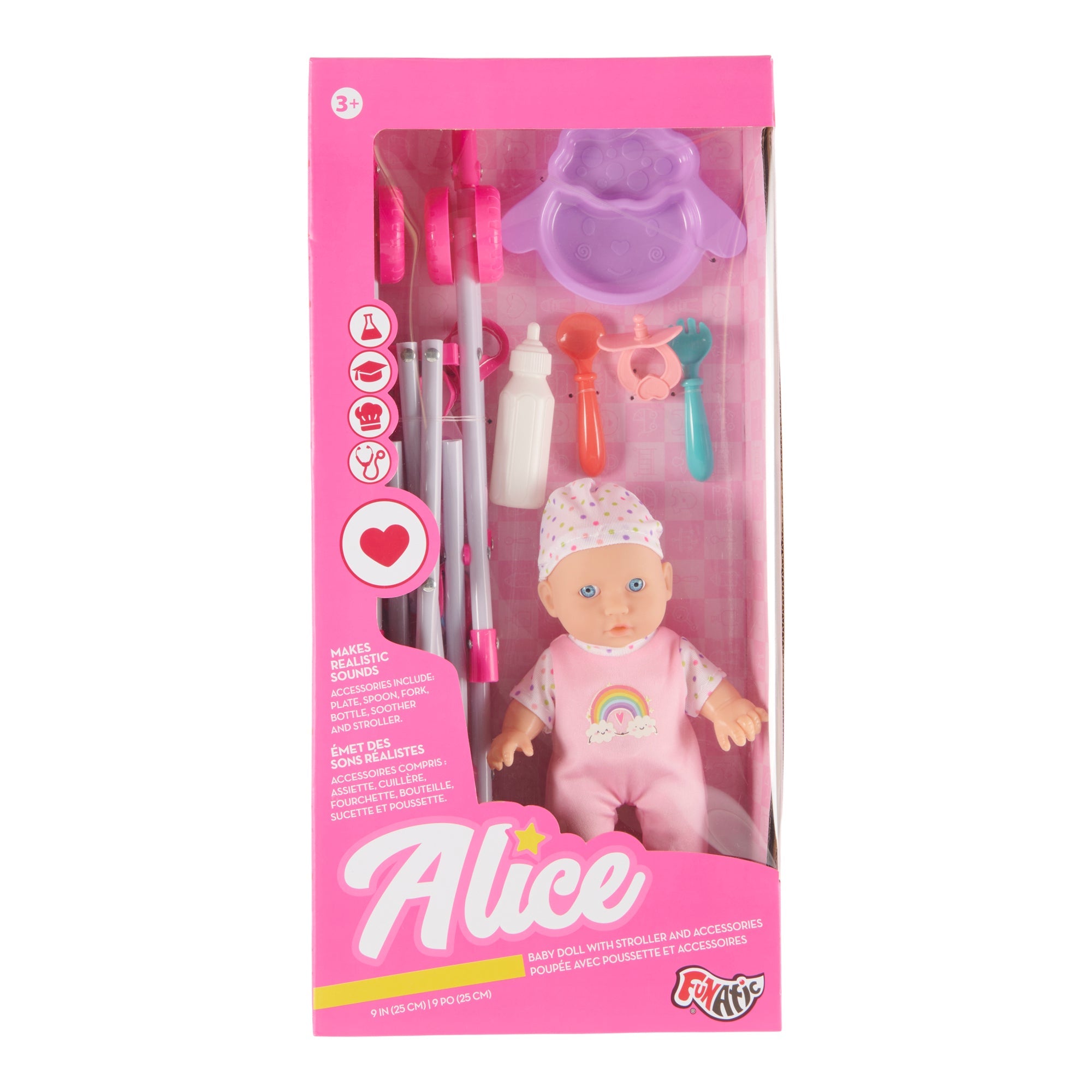 Poupée et poussette Alice Baby, 9 po