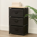 3 Drawer Storage Cabinet, Black, 15.7-in x 12-in x 27-in.