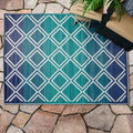 Outdoor Diamond Rug, Blue, 5-ft x 7-ft.