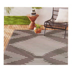 Outdoor Striped Rug, Charcoal/White, 5-ft x 7-ft.