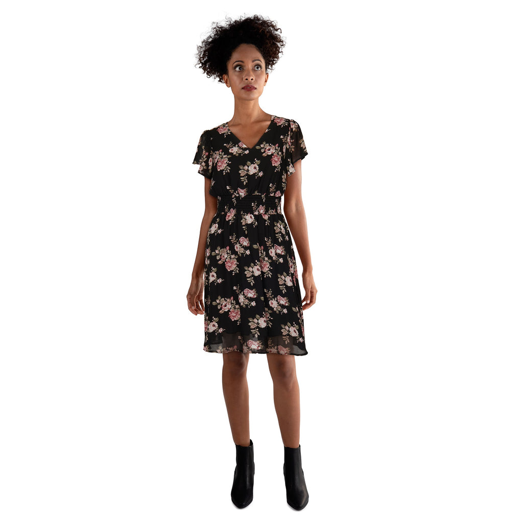lily morgan Women's Flutter Sleeve Dress