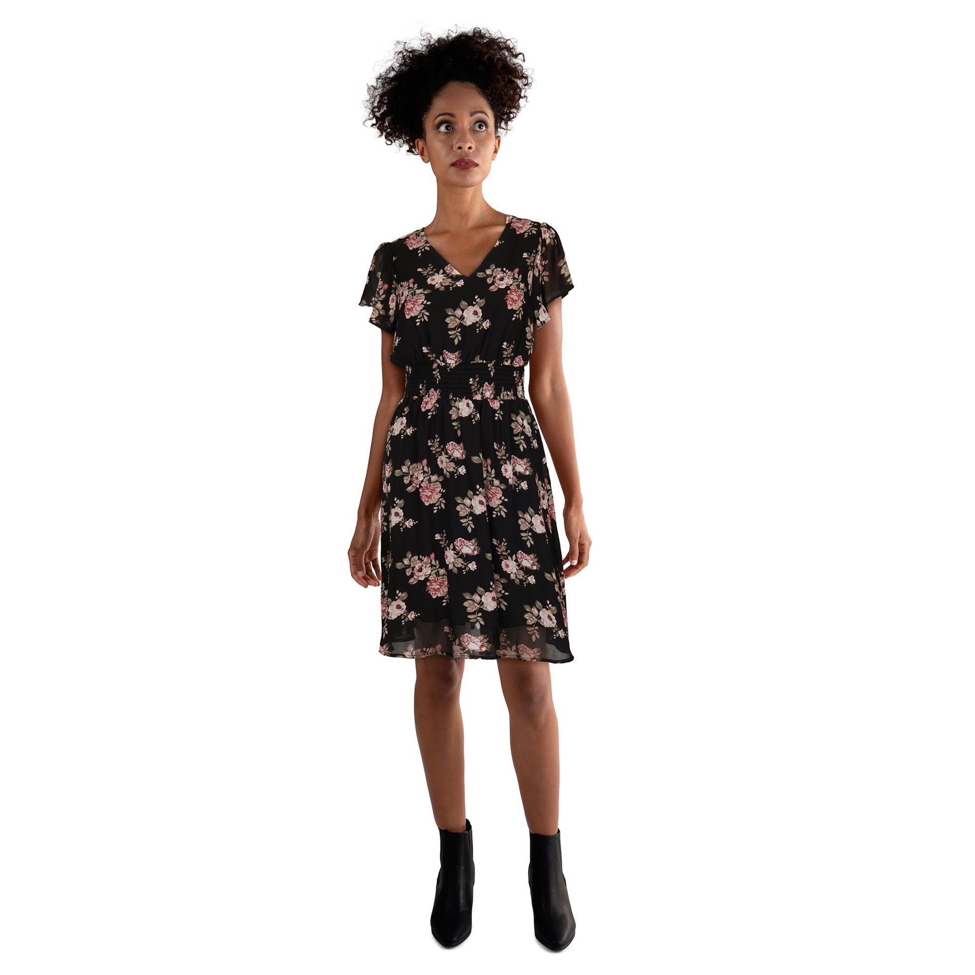 lily morgan Women's Flutter Sleeve Dress