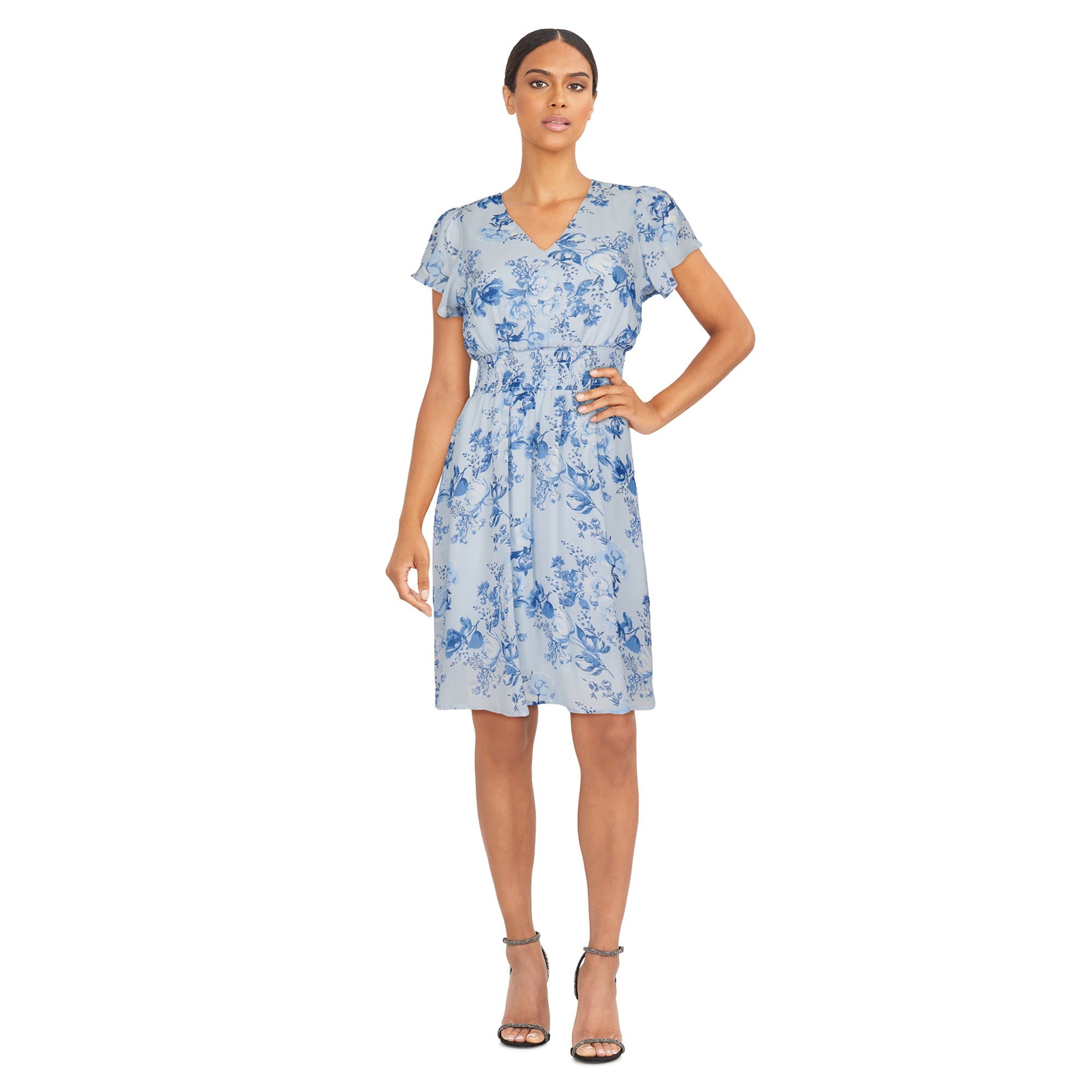 lily morgan Women's Flutter Sleeve Dress