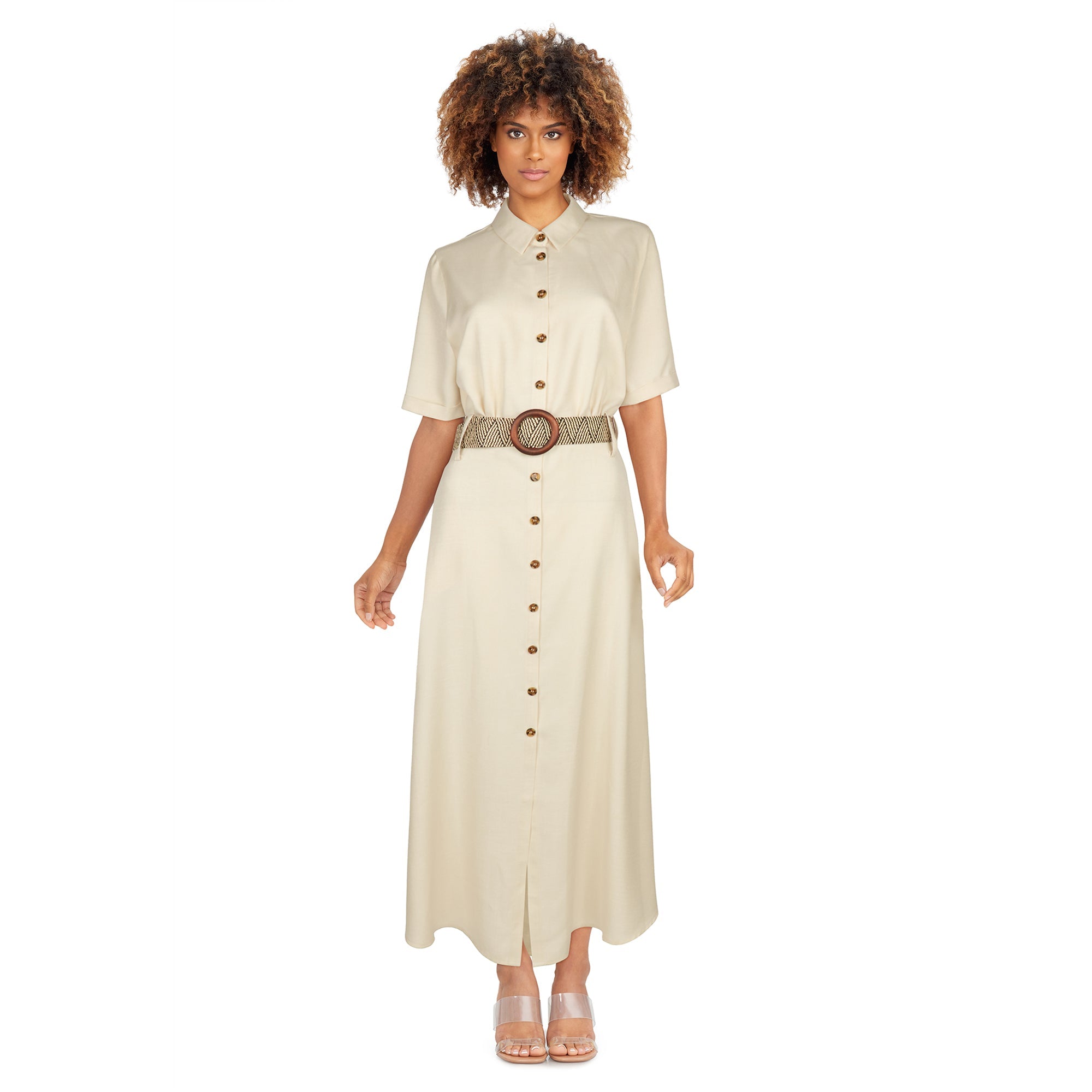 lily morgan Women Long Belted Shirt Dress