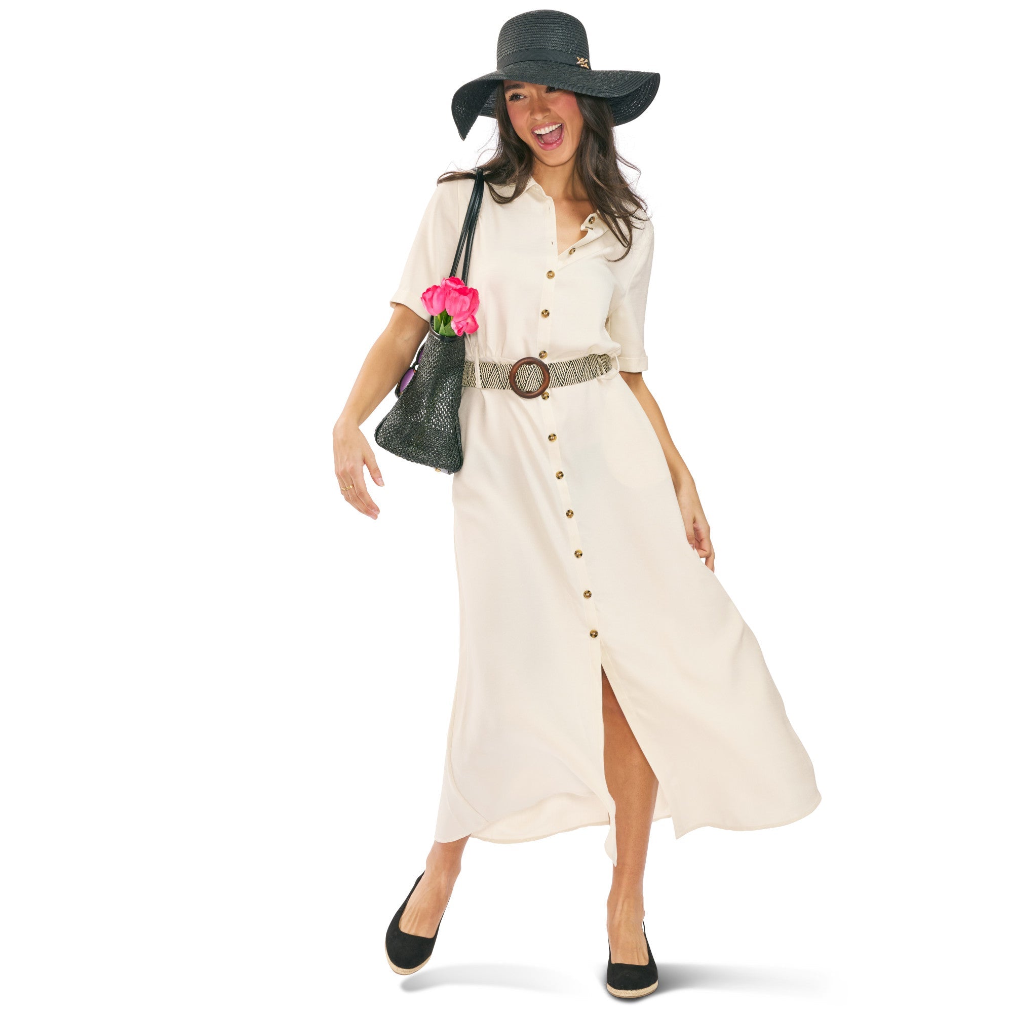 lily morgan Women Long Belted Shirt Dress
