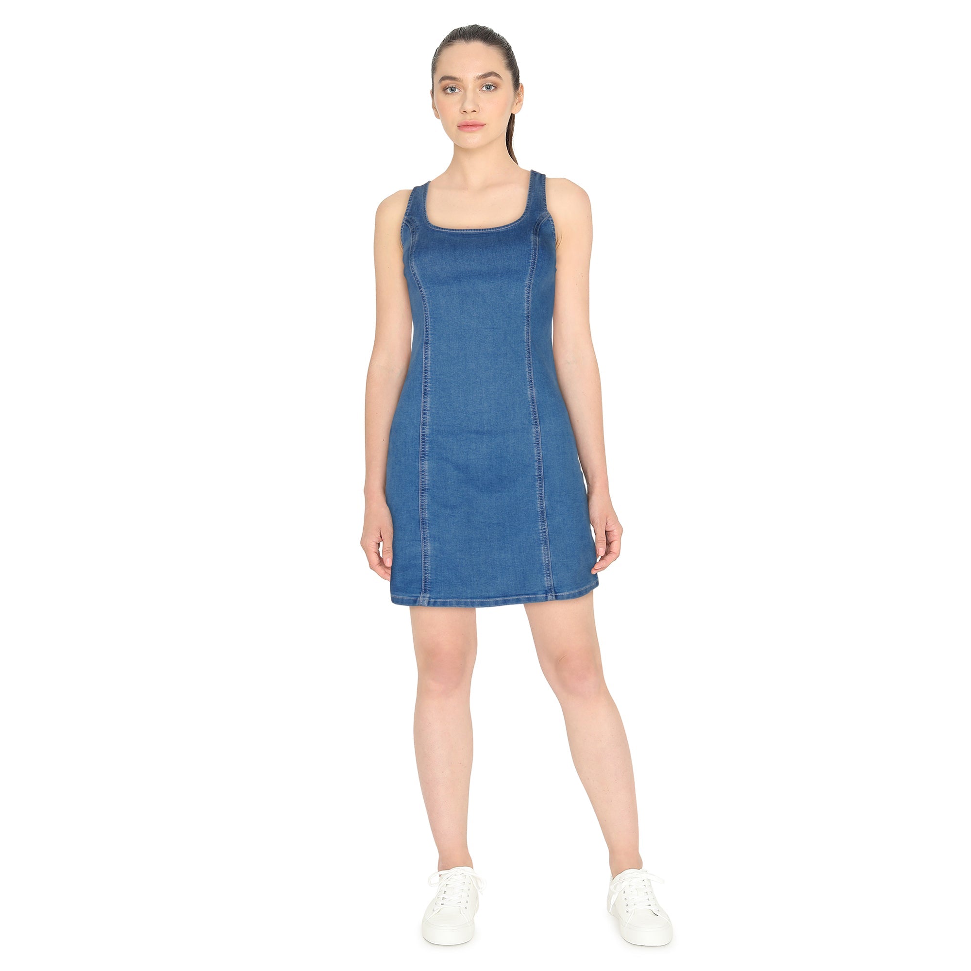 mySTYLE Women's Denim Dress with Back Zipper