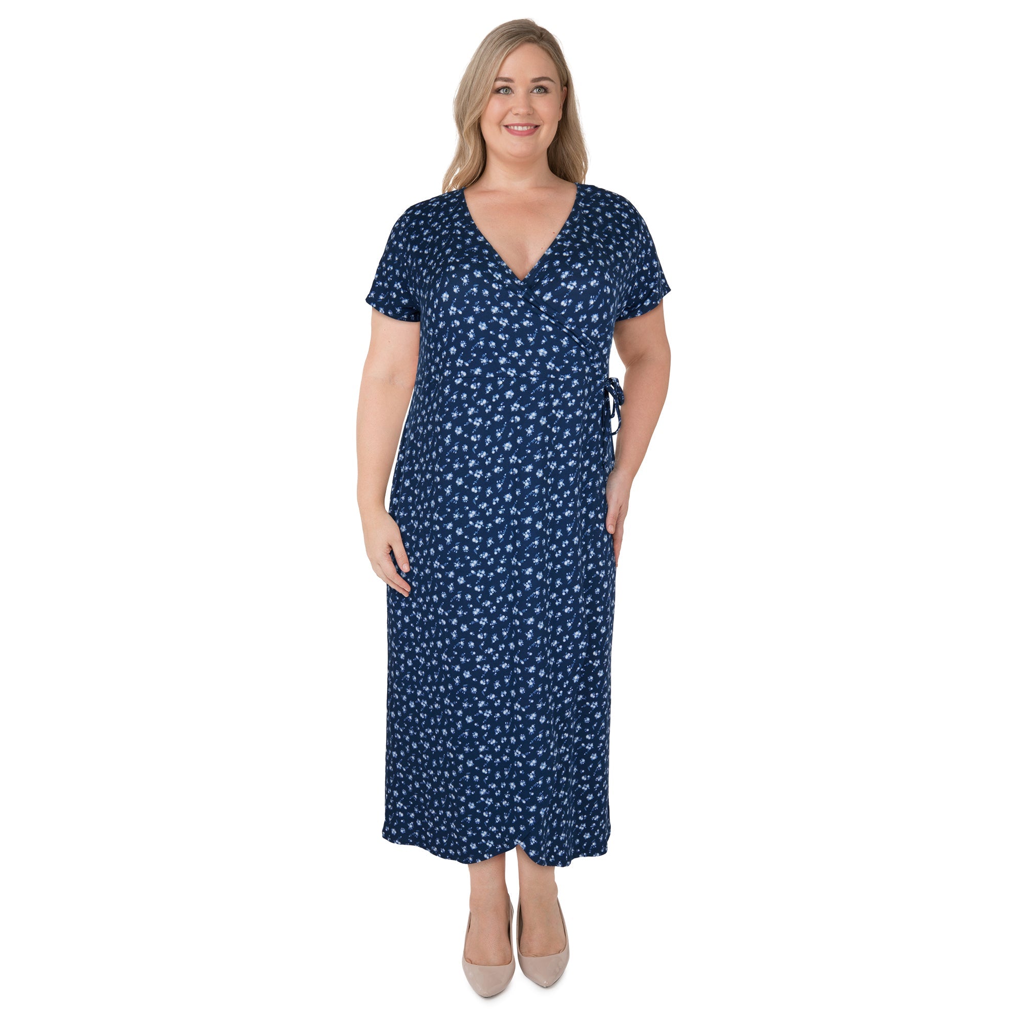 lily morgan Women's Plus Midi Wrap Dress