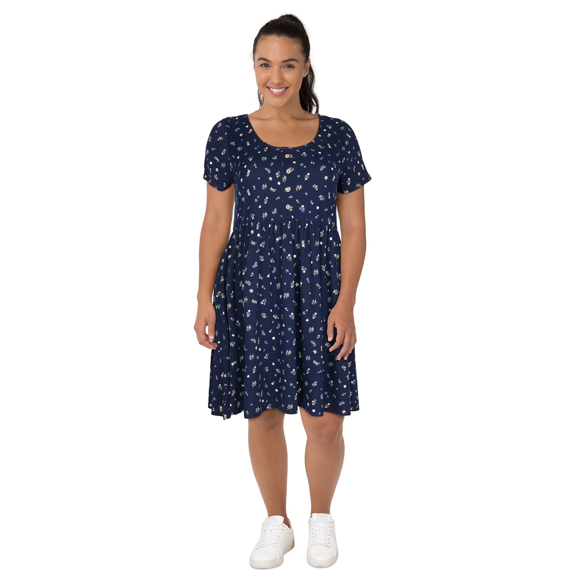 lily morgan Women's Plus Front Button Skater Dress