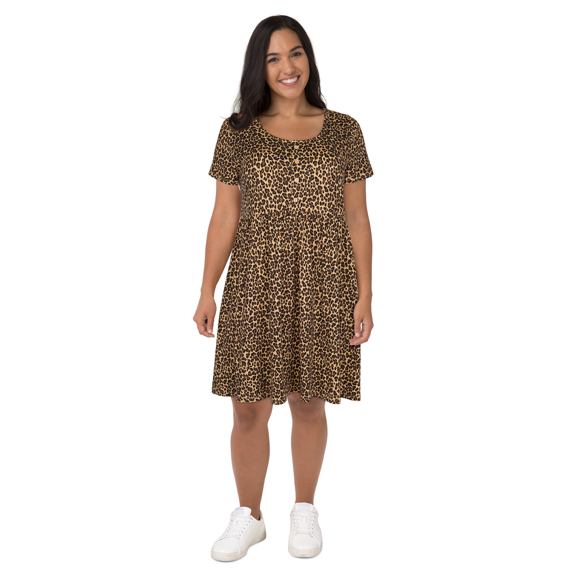 lily morgan Women's Plus Front Button Skater Dress