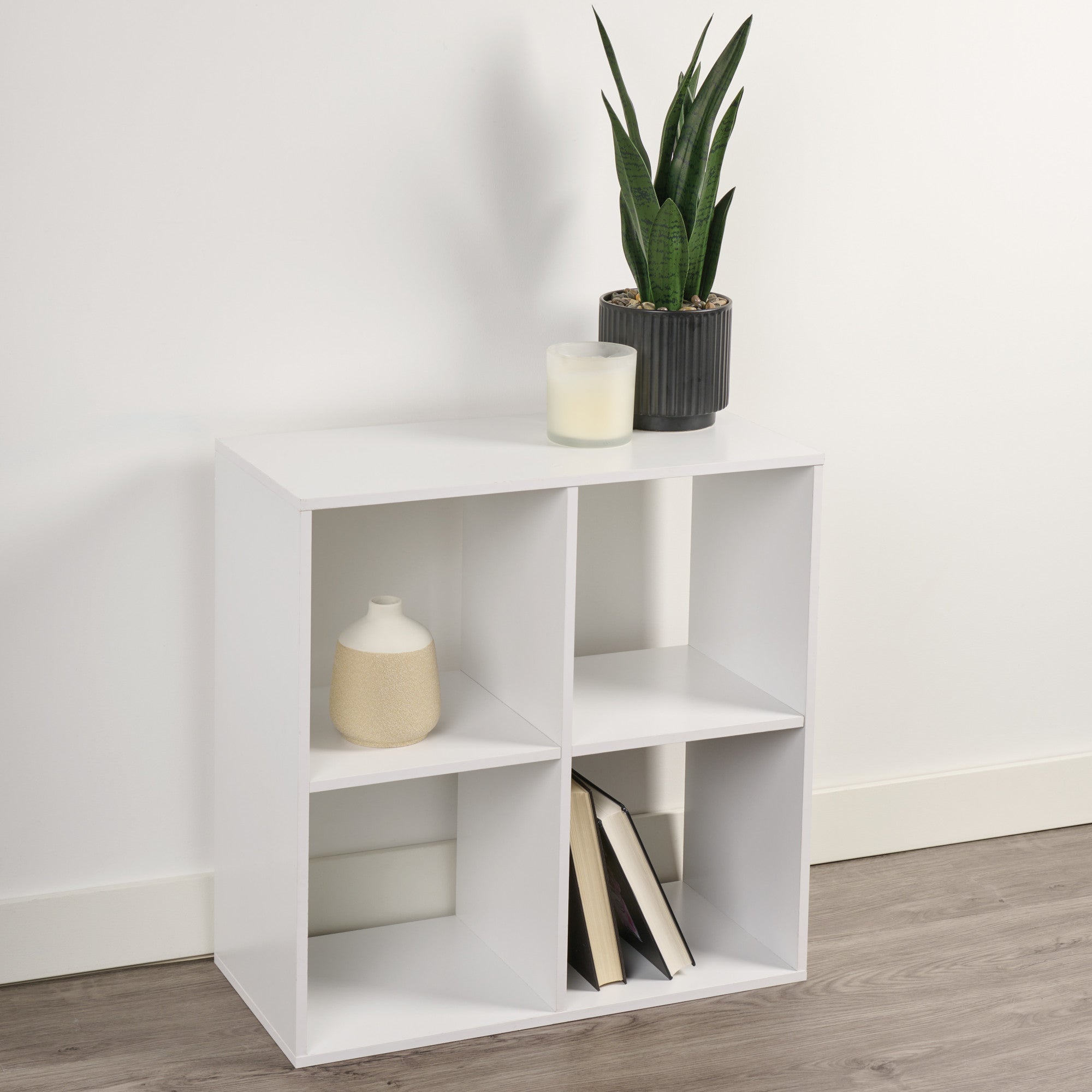 HomeStyles 4 Cube Bookcase, White, 24-in x 11-in x 24-in.