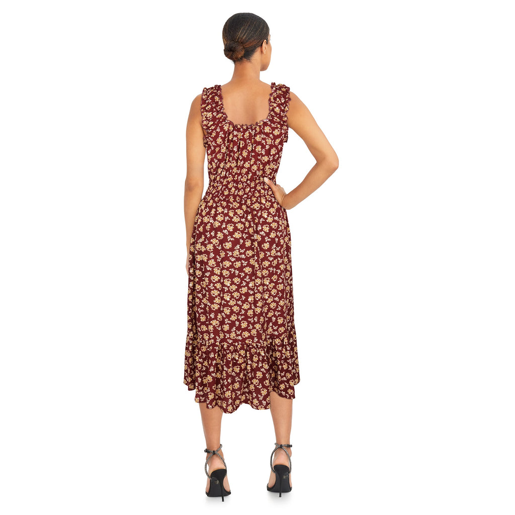 mySTYLE Women's Smocked Tiered Midi Dress