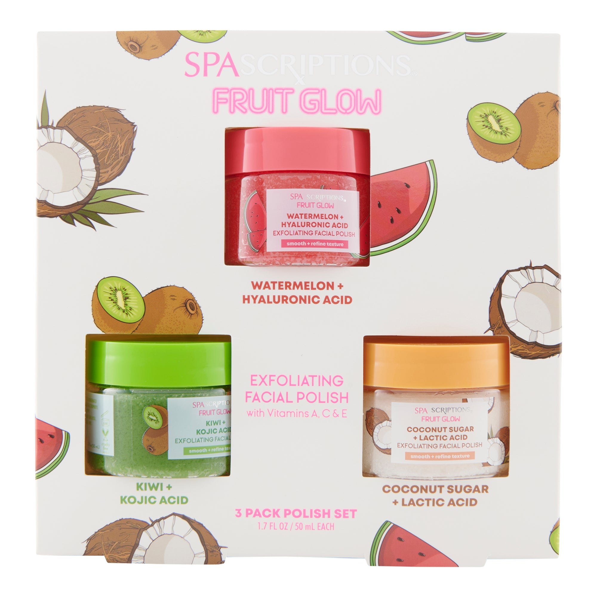 Spascriptions Fruit Glow Exfoliating Facial Polish, 3-Pack