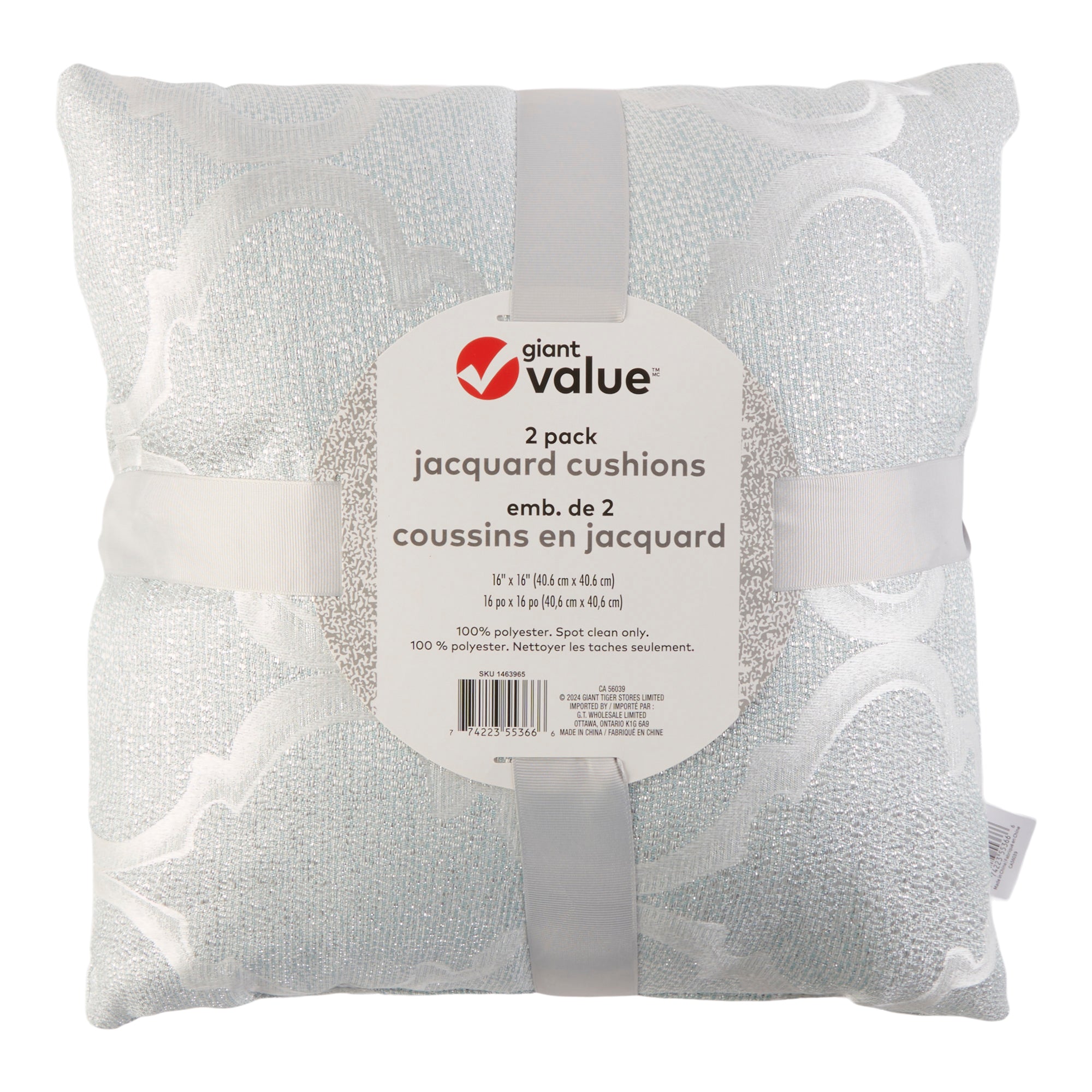 Giant Value Jacquard Cushions, 16-in x 16-in, 2 Pack