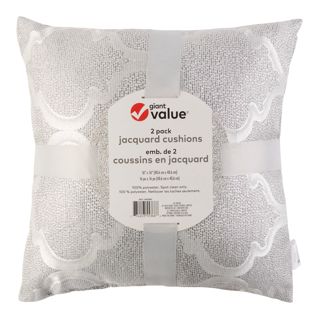 Giant Value Jacquard Cushions, 16-in x 16-in, 2 Pack
