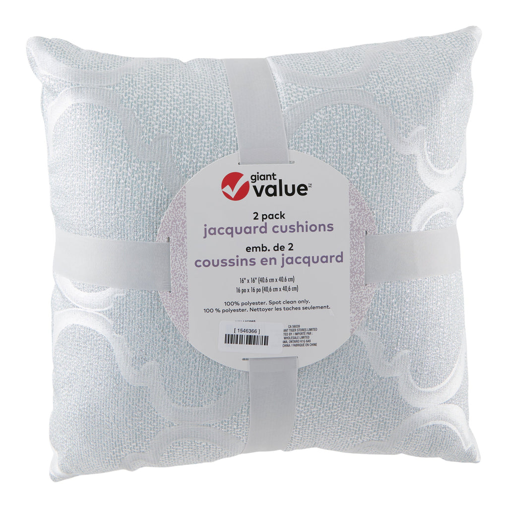 Giant Value Jacquard Cushions, 16-in x 16-in, 2 Pack