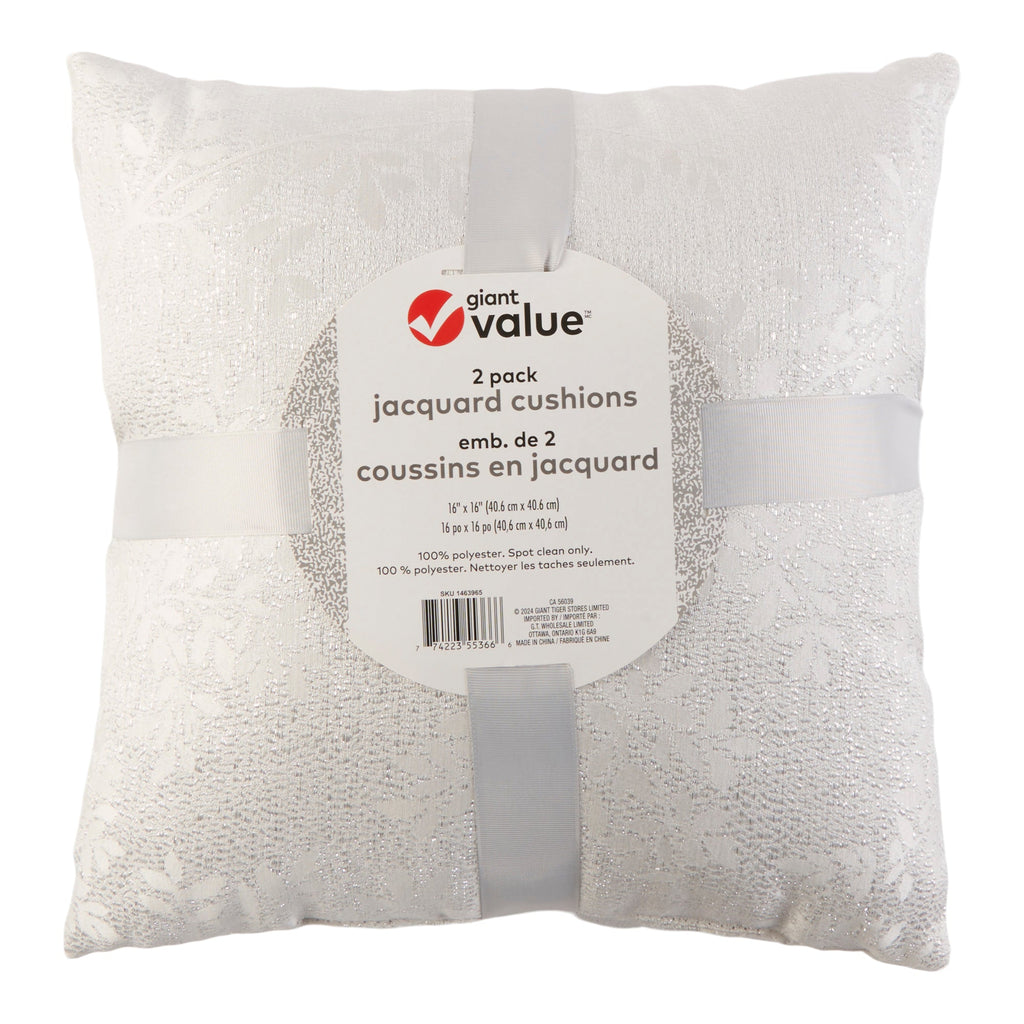 Giant Value Jacquard Cushions, 16-in x 16-in, 2 Pack