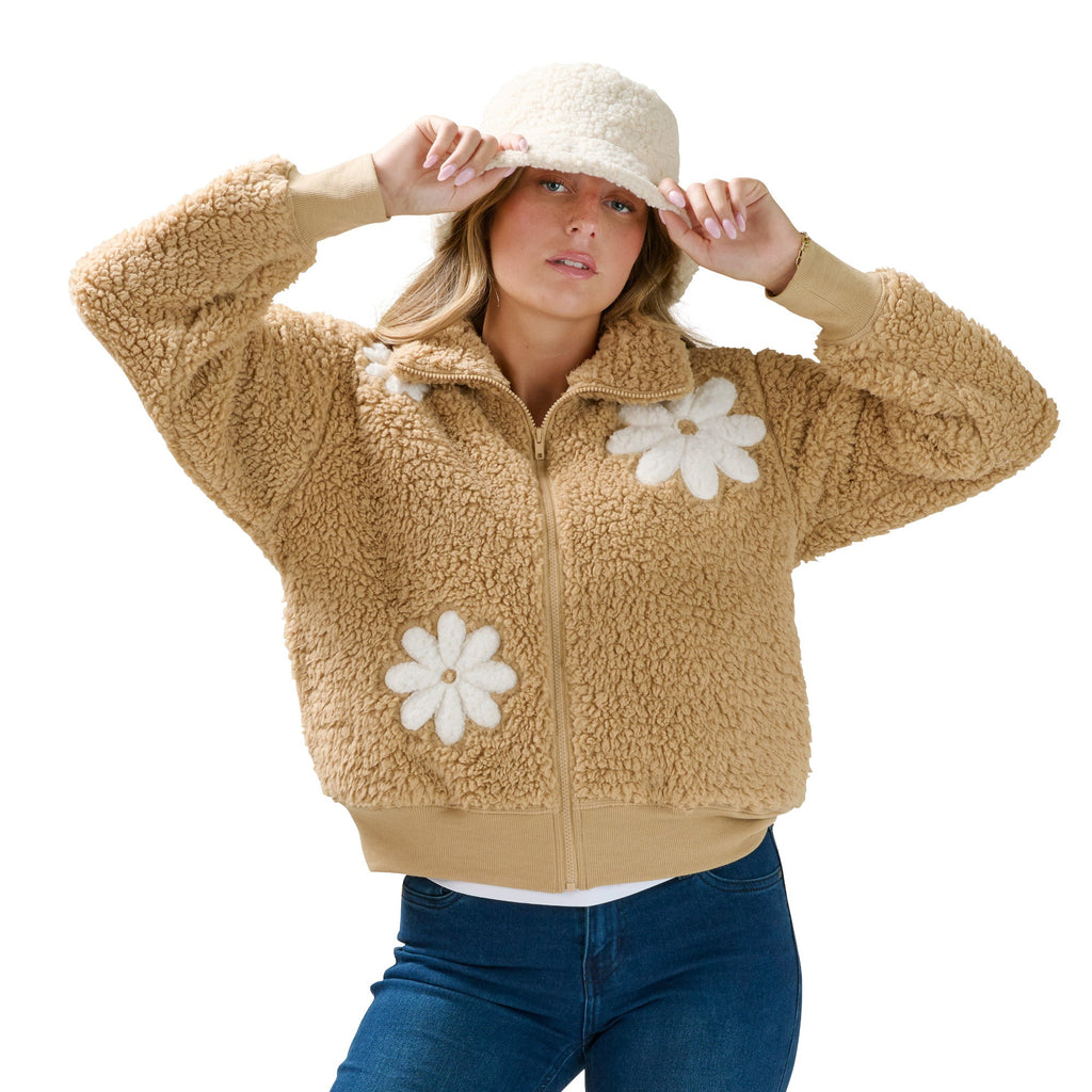 mySTYLE Women's Sherpa Jacket with Embroidery