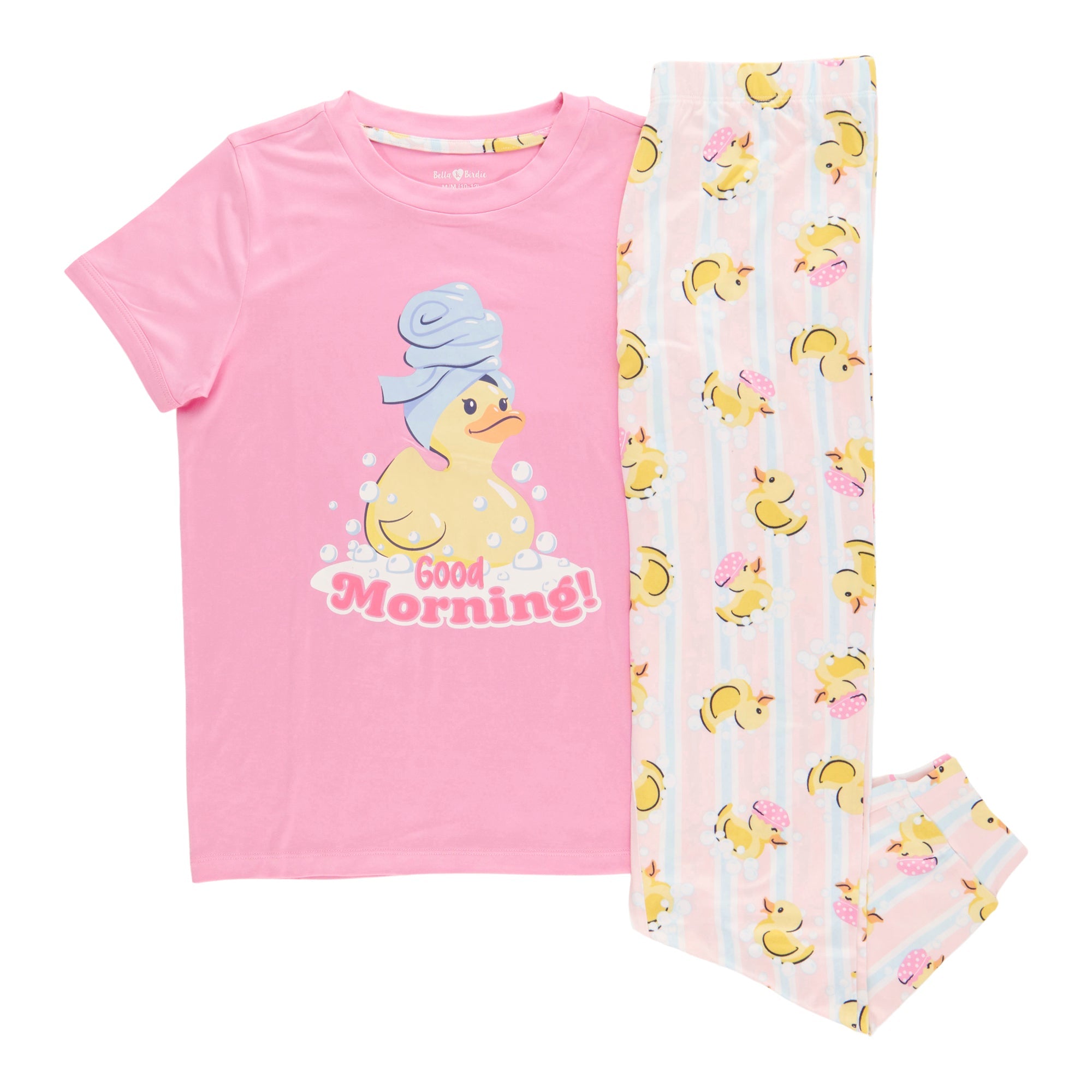 BELLA & BIRDIE Girls' Novelty Printed Short Sleeve PJ Set, 2-Piece