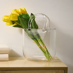 HomeStyles Glass Bag Vase, 8-in x 4.3-in x 10-in.