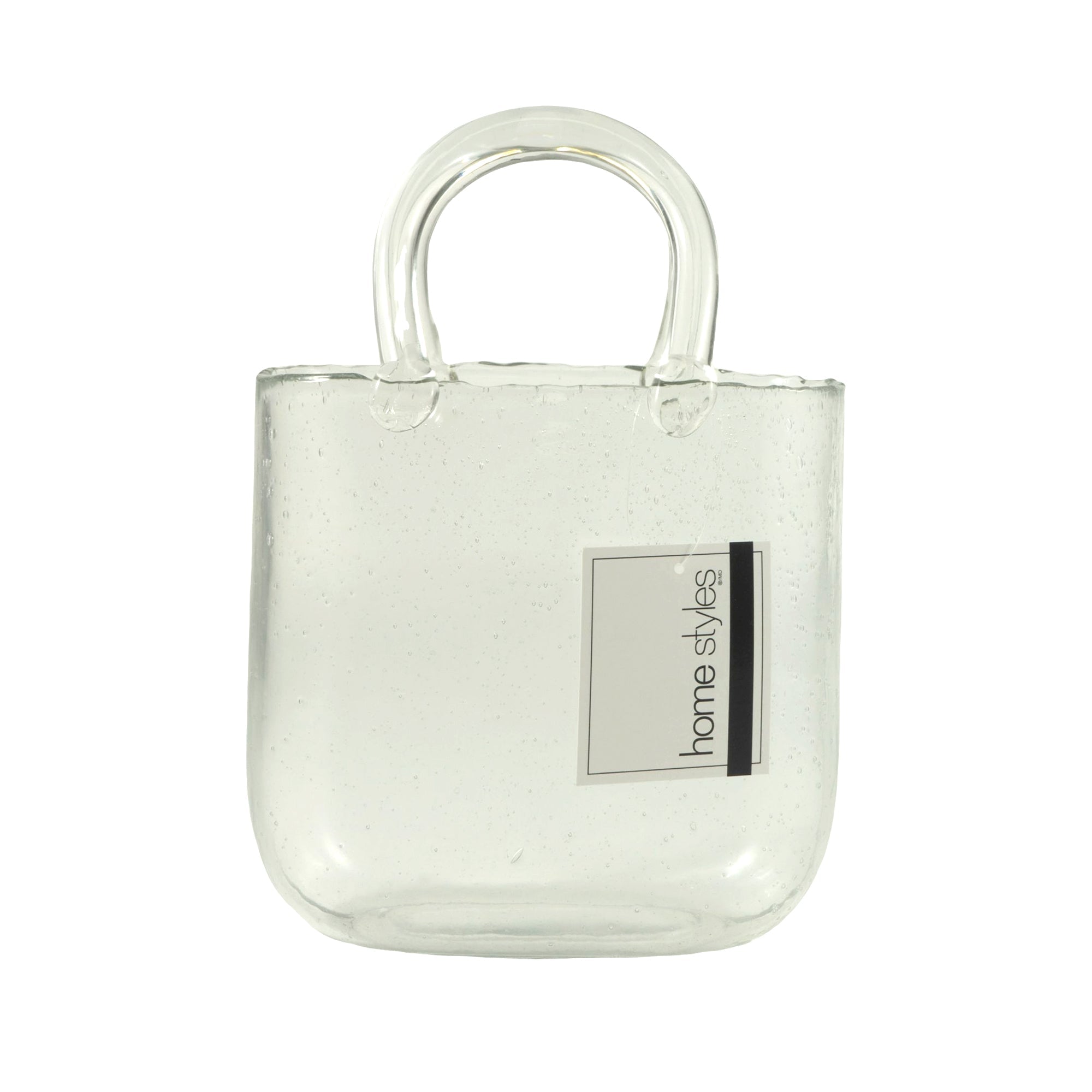 HomeStyles Glass Bag Vase, 8-in x 4.3-in x 10-in.