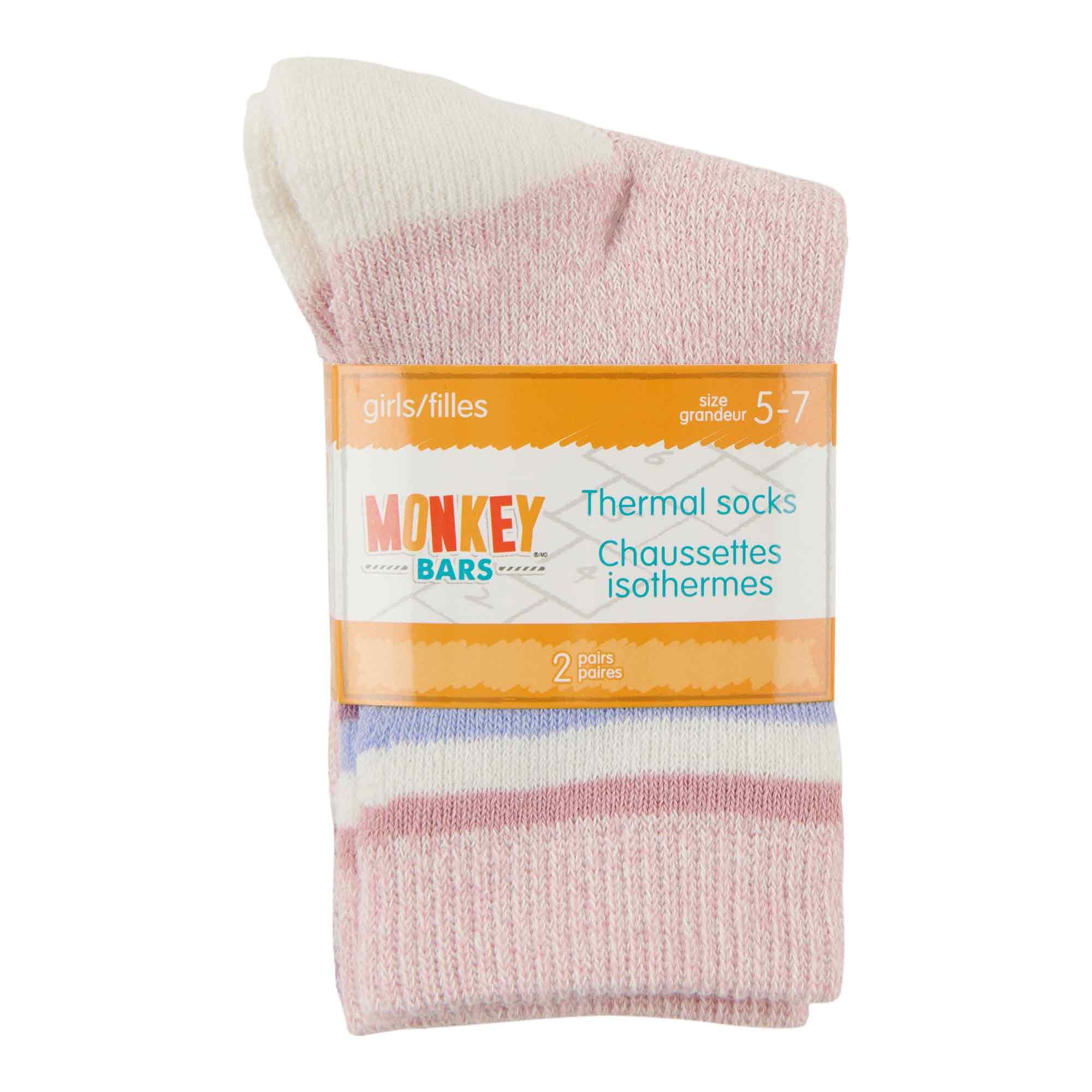 MONKEY BARS Toddler Girls' Printed Thermal Crew Socks, 2-Pack