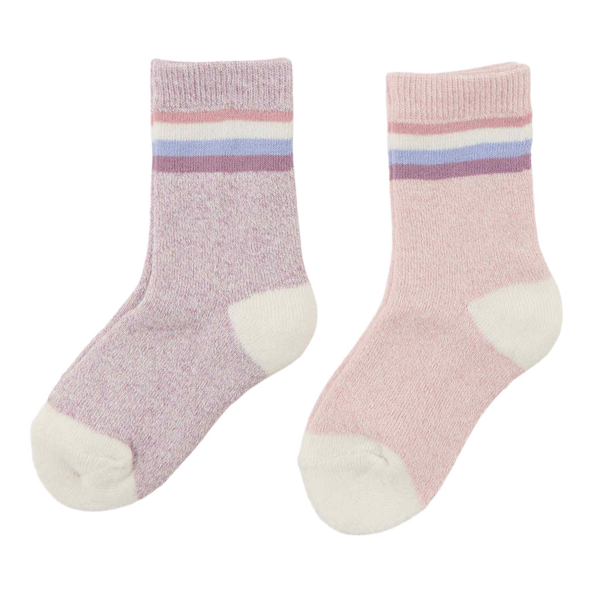 MONKEY BARS Toddler Girls' Printed Thermal Crew Socks, 2-Pack