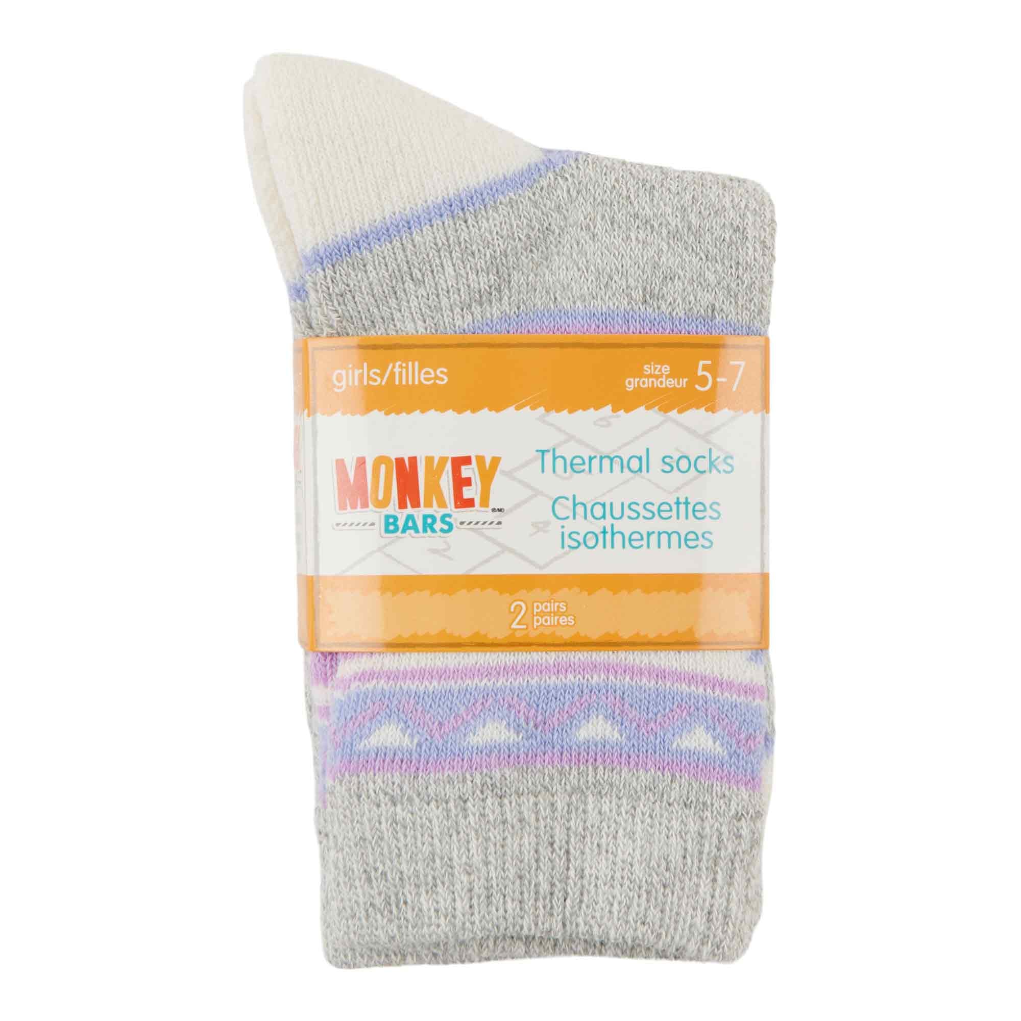MONKEY BARS Toddler Girls' Printed Thermal Crew Socks, 2-Pack