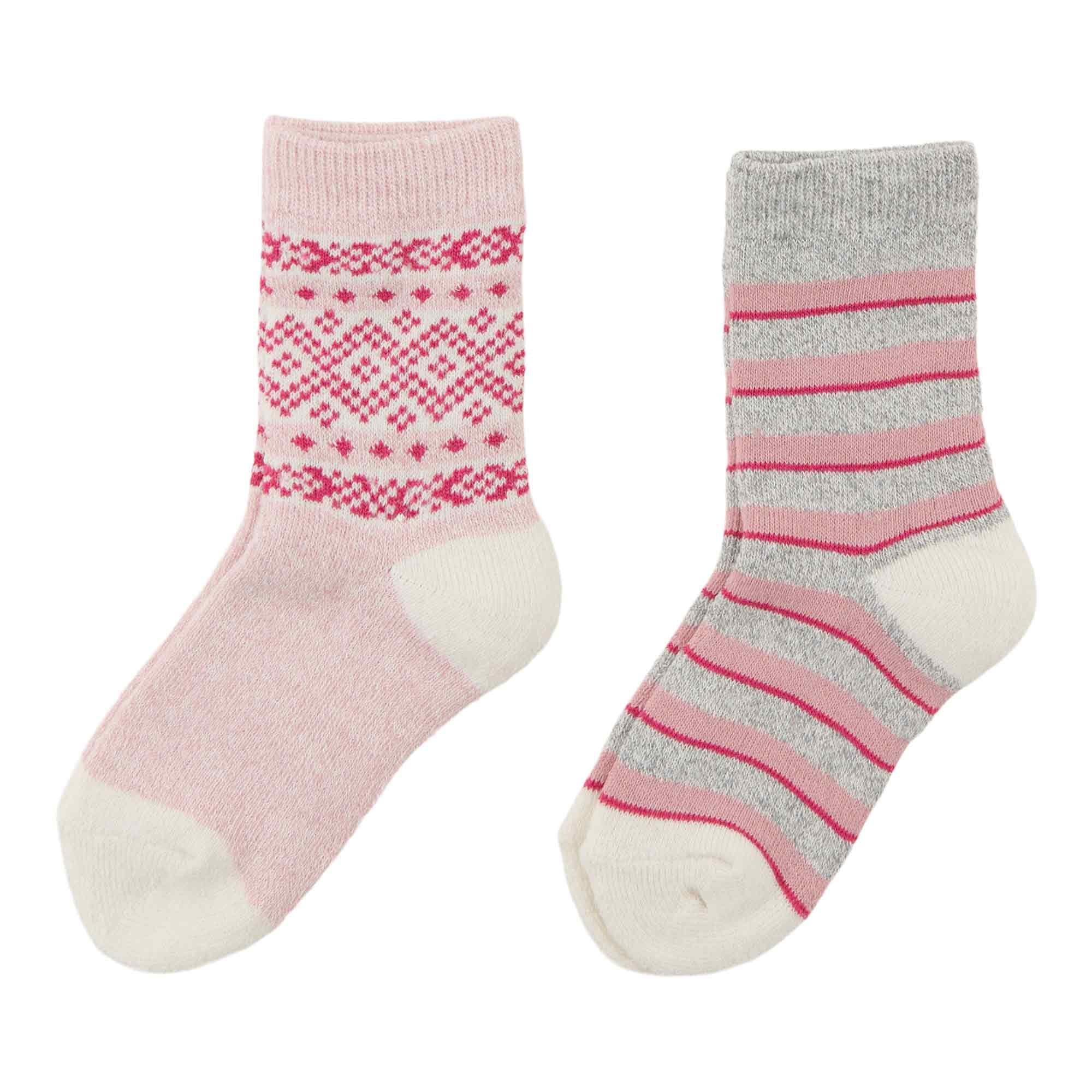 MONKEY BARS Toddler Girls' Printed Thermal Crew Socks, 2-Pack