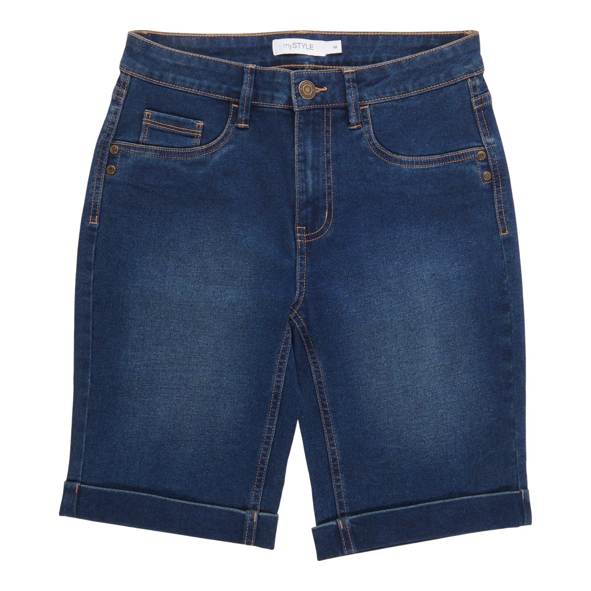 mySTYLE Women's High-Rise Stretch Bermuda Shorts