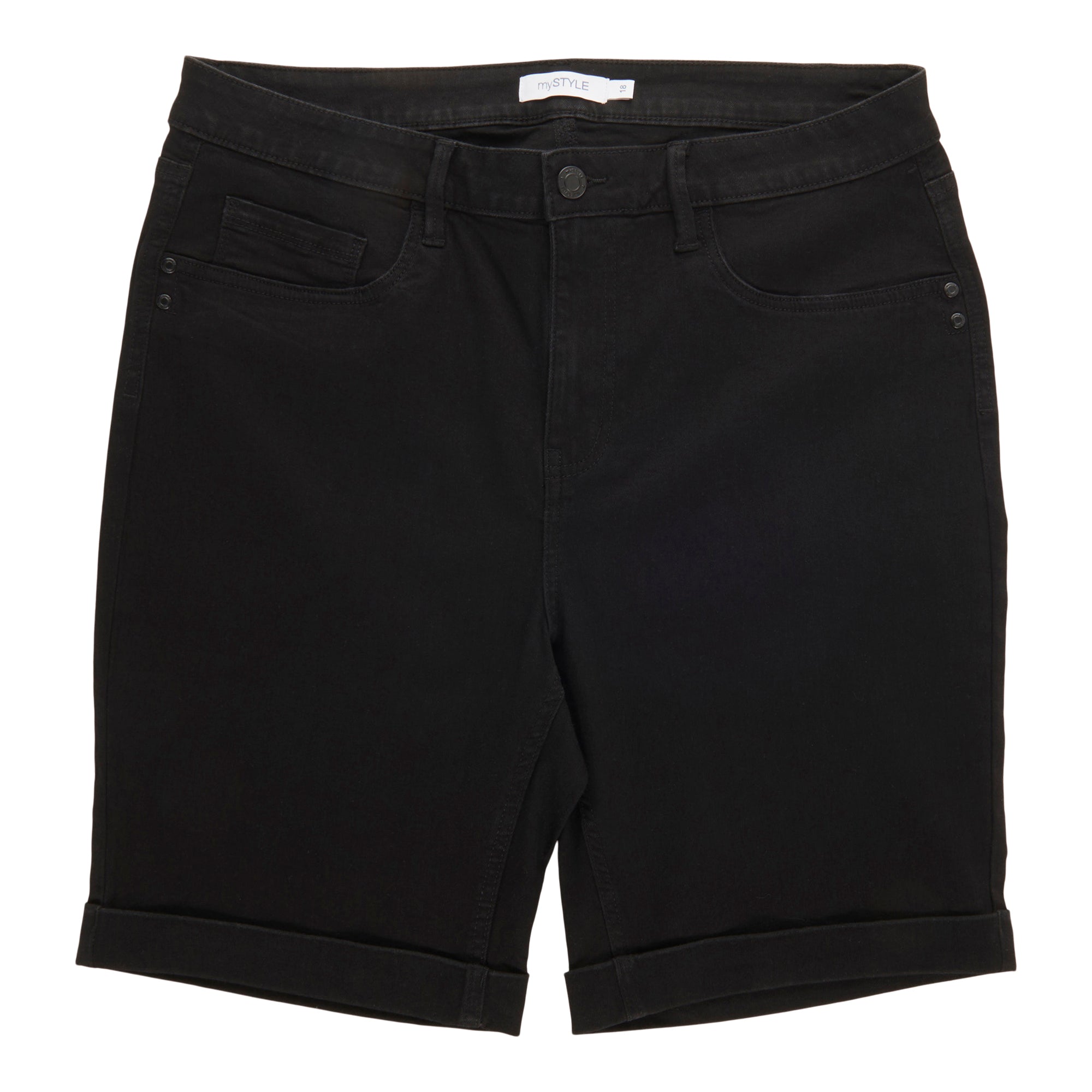 mySTYLE Women's Plus High-Rise Stretch Bermuda Shorts