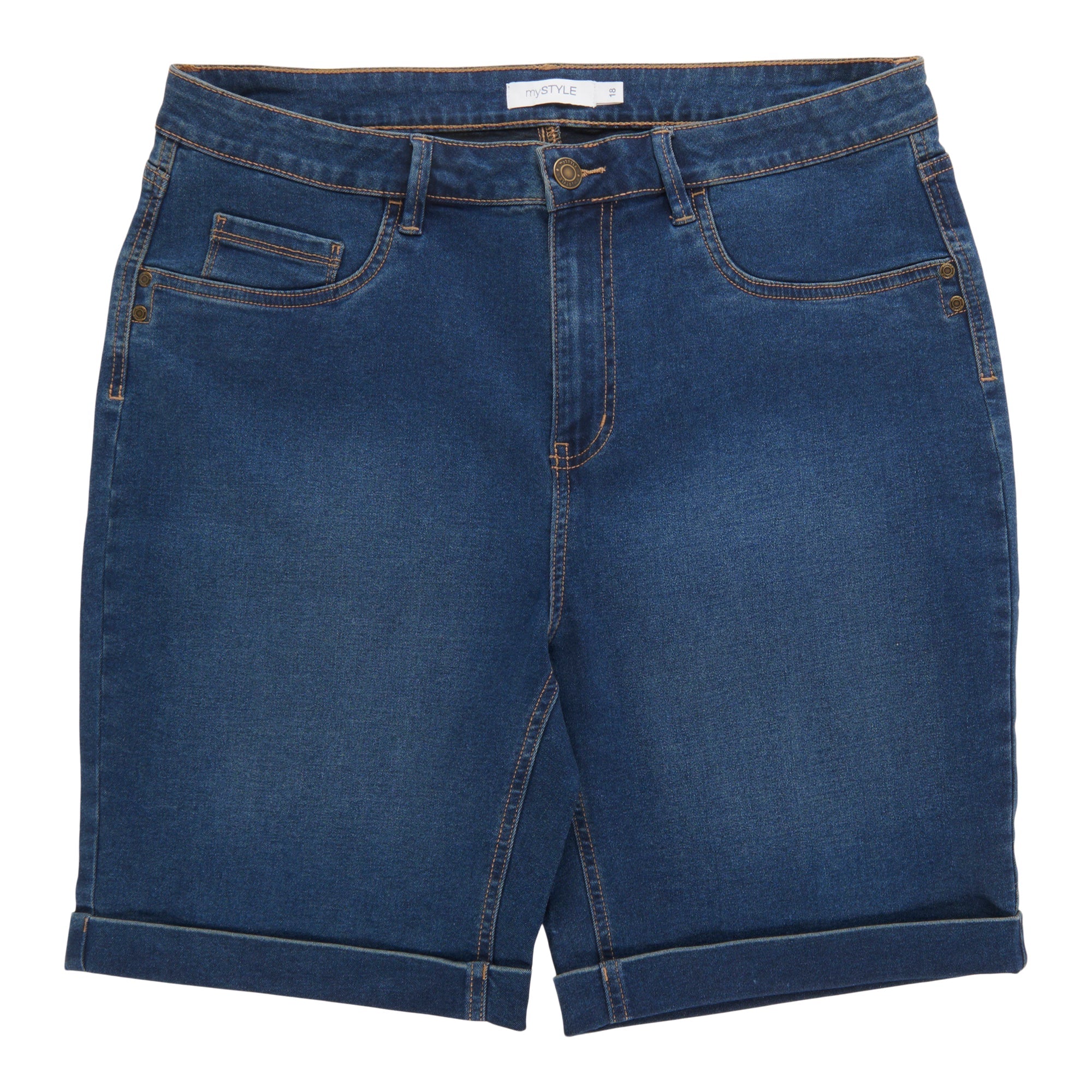 mySTYLE Women's Plus High-Rise Stretch Bermuda Shorts