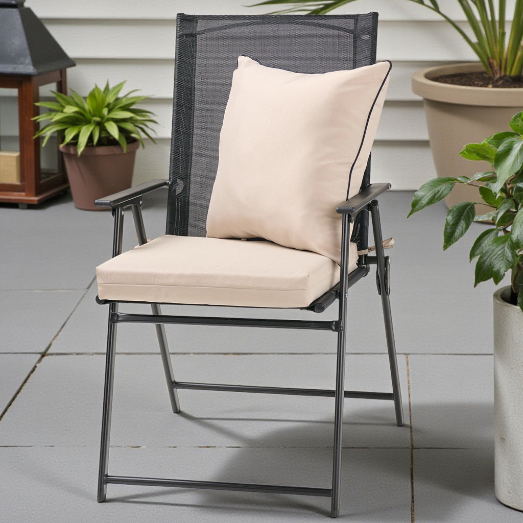 Dual-Use Solid Outdoor Cushion with Ties, 17.8-in x 19-in.