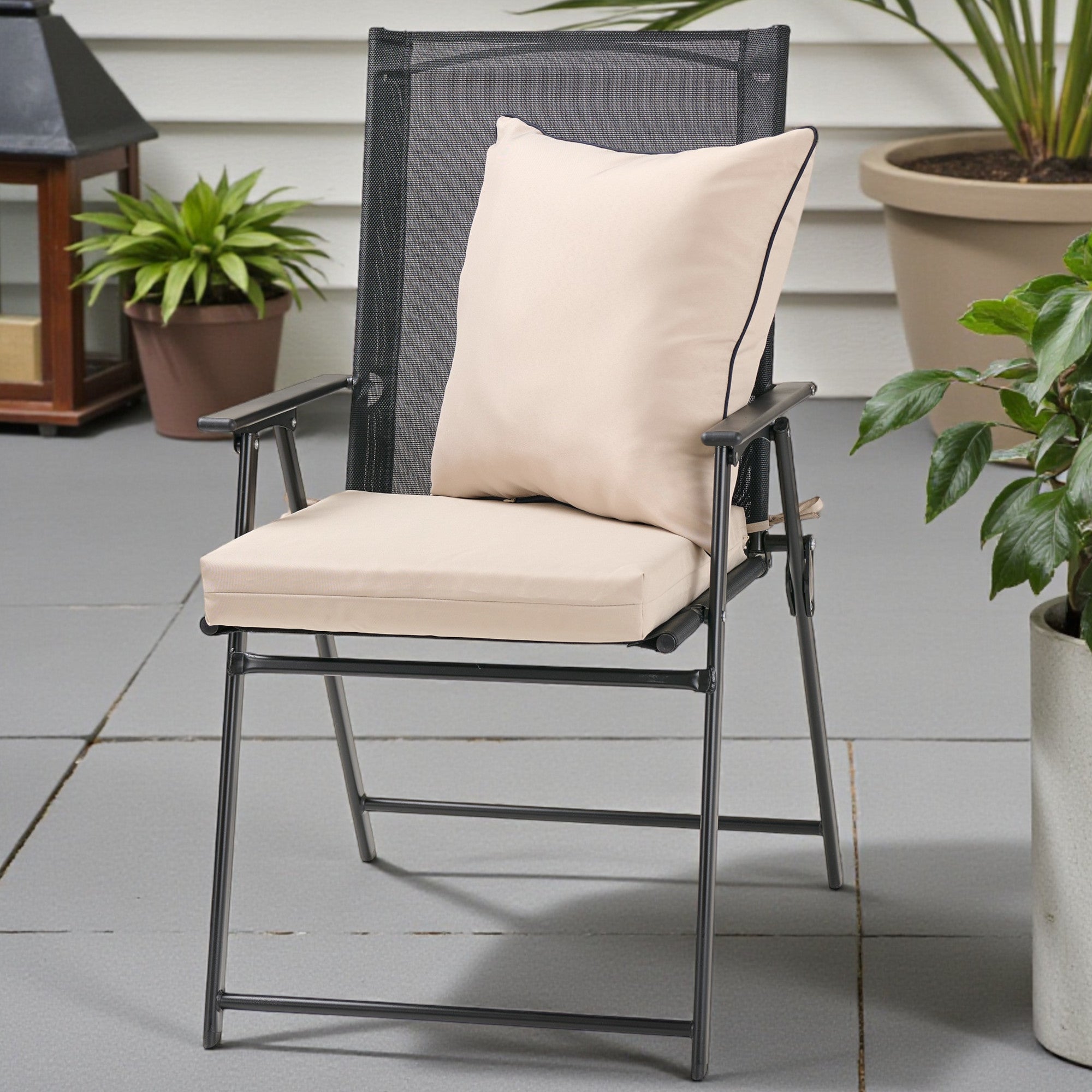 Dual-Use Solid Outdoor Cushion with Ties, 17.8-in x 19-in.