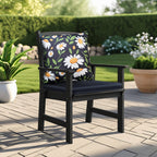 Ensemble de coussins pour chaise d'extérieur, noir/marguerites, 18 po x 19 po x 3 po, 2 pièces