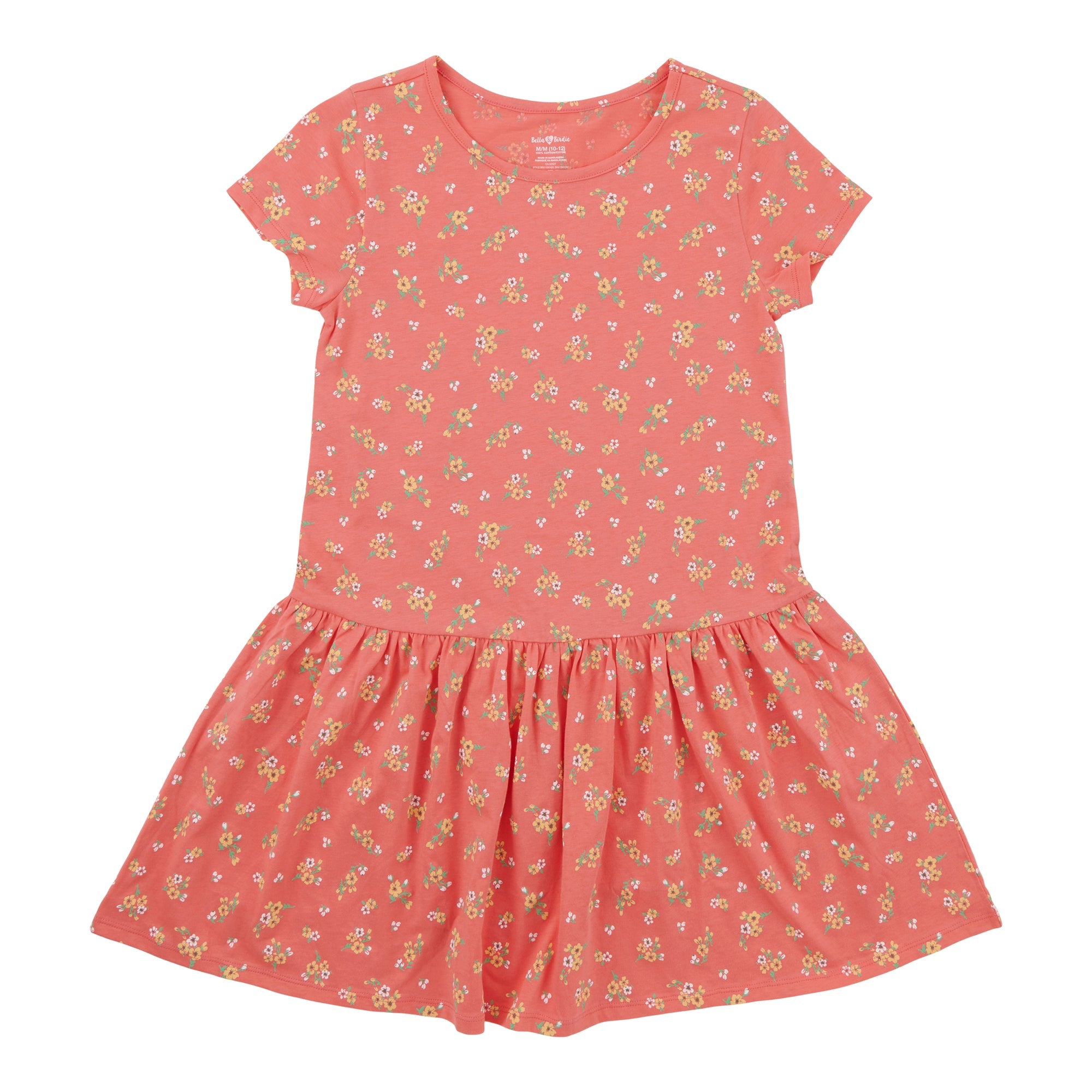 BELLA & BIRDIE Girls' Rainbow Fun Printed Short Sleeve Dress