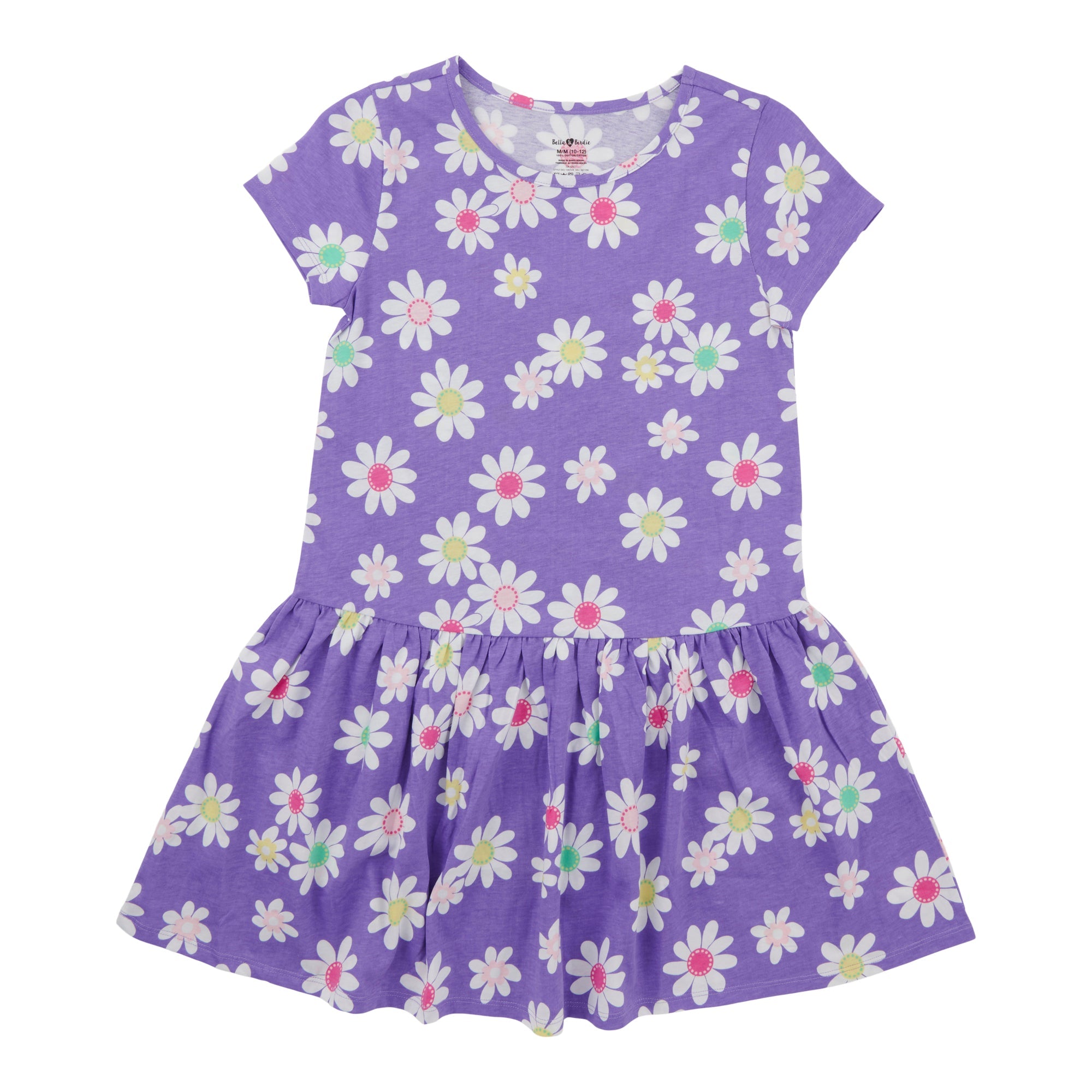 BELLA & BIRDIE Girls' Rainbow Fun Printed Short Sleeve Dress