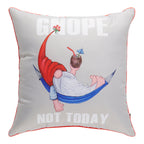Coussin d’extérieur à imprimé amusant, anglais, 18 po x 18 po