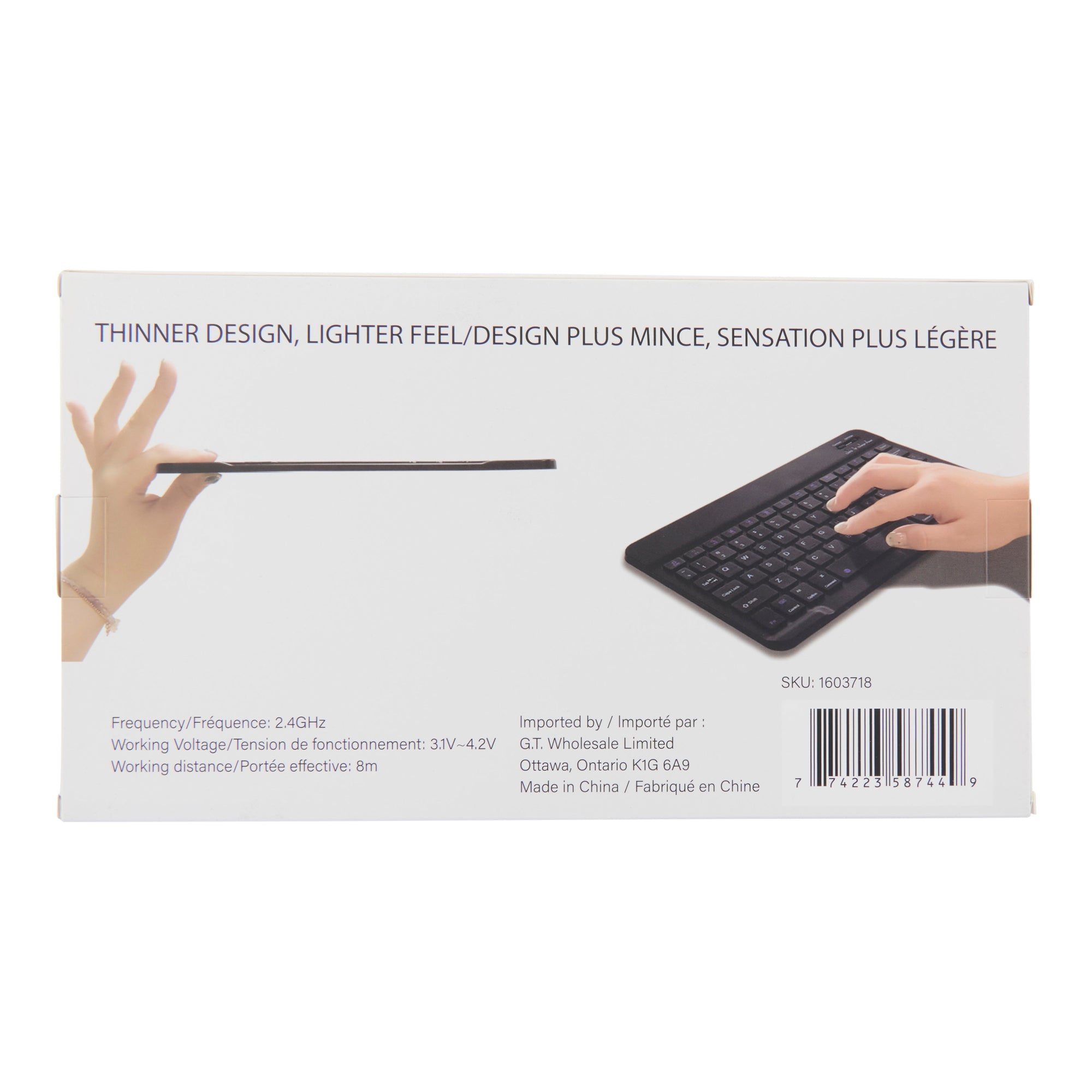 Clavier sans fil, 10 po x 0,4 po x 6 po