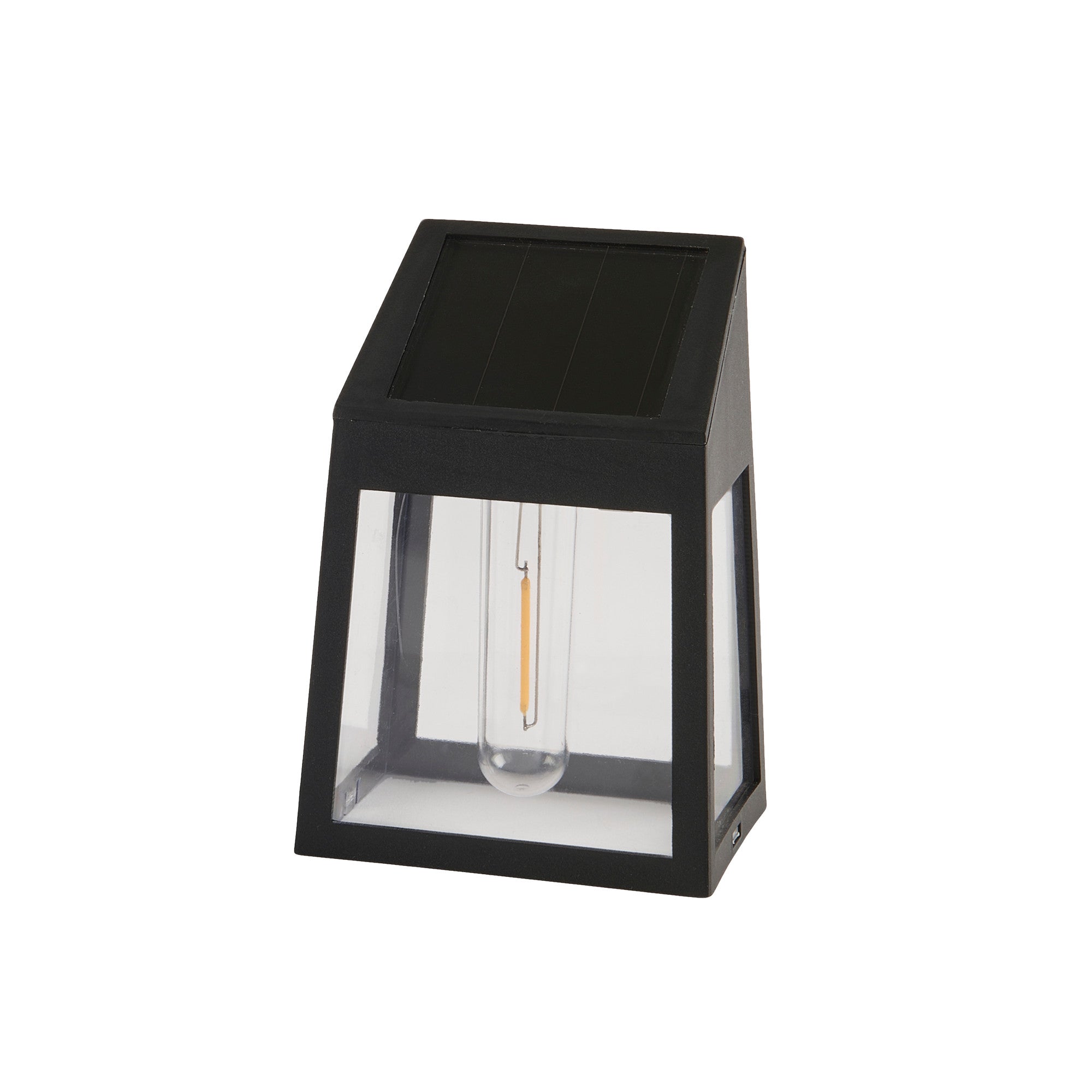 Solar Powered Filament Wall Light, Black, 3.7-in x 2.6-in x 5-in.