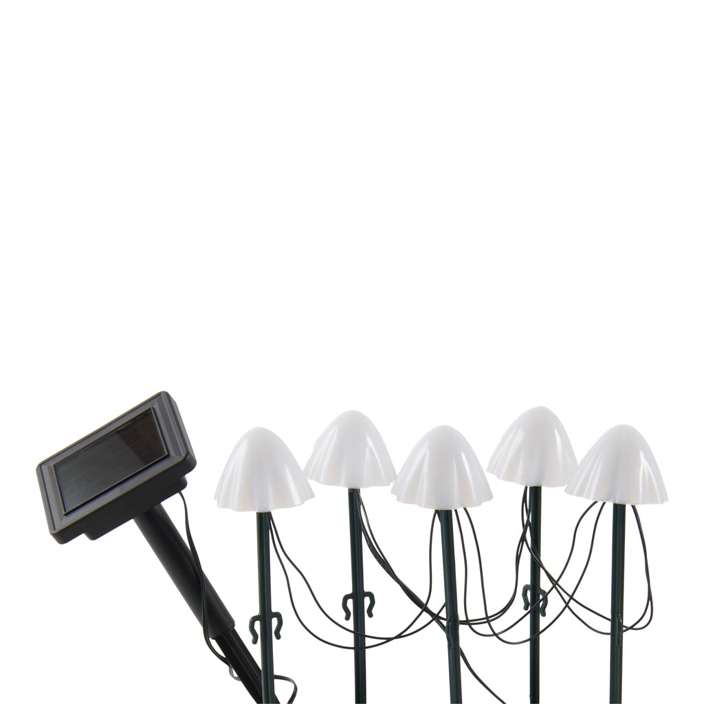 Solar LED Mushroom Stake Lights, 8-in, 5 Pack