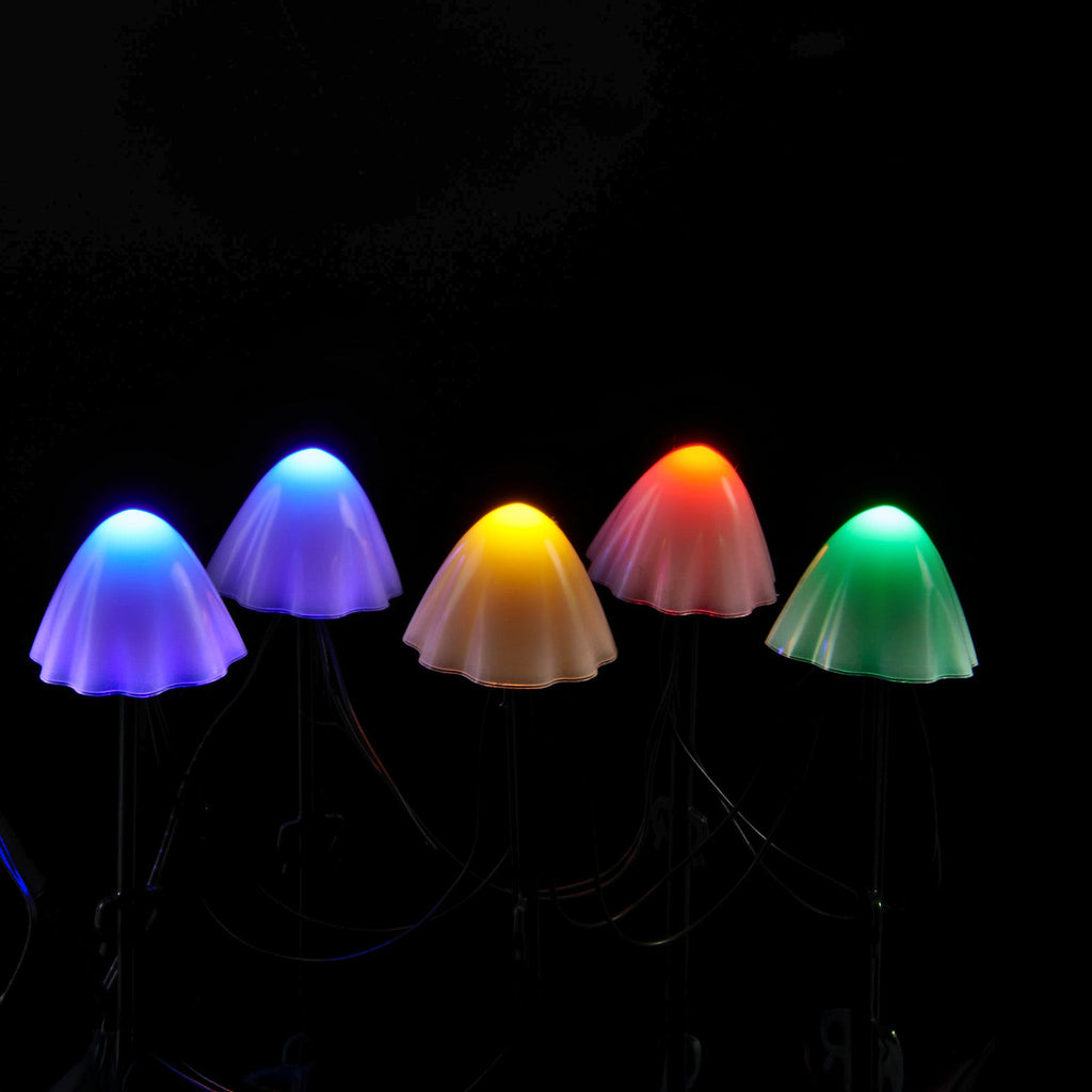 Solar LED Mushroom Stake Lights, 8-in, 5 Pack