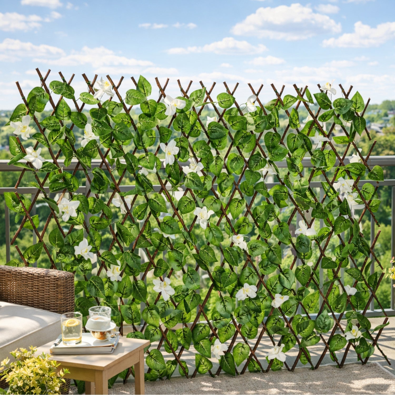 Treillis extensible avec fleurs pour l'extérieur, 72 po x 36 po