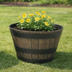 Jardinière en forme de baril de whisky, 20 po x 13 po