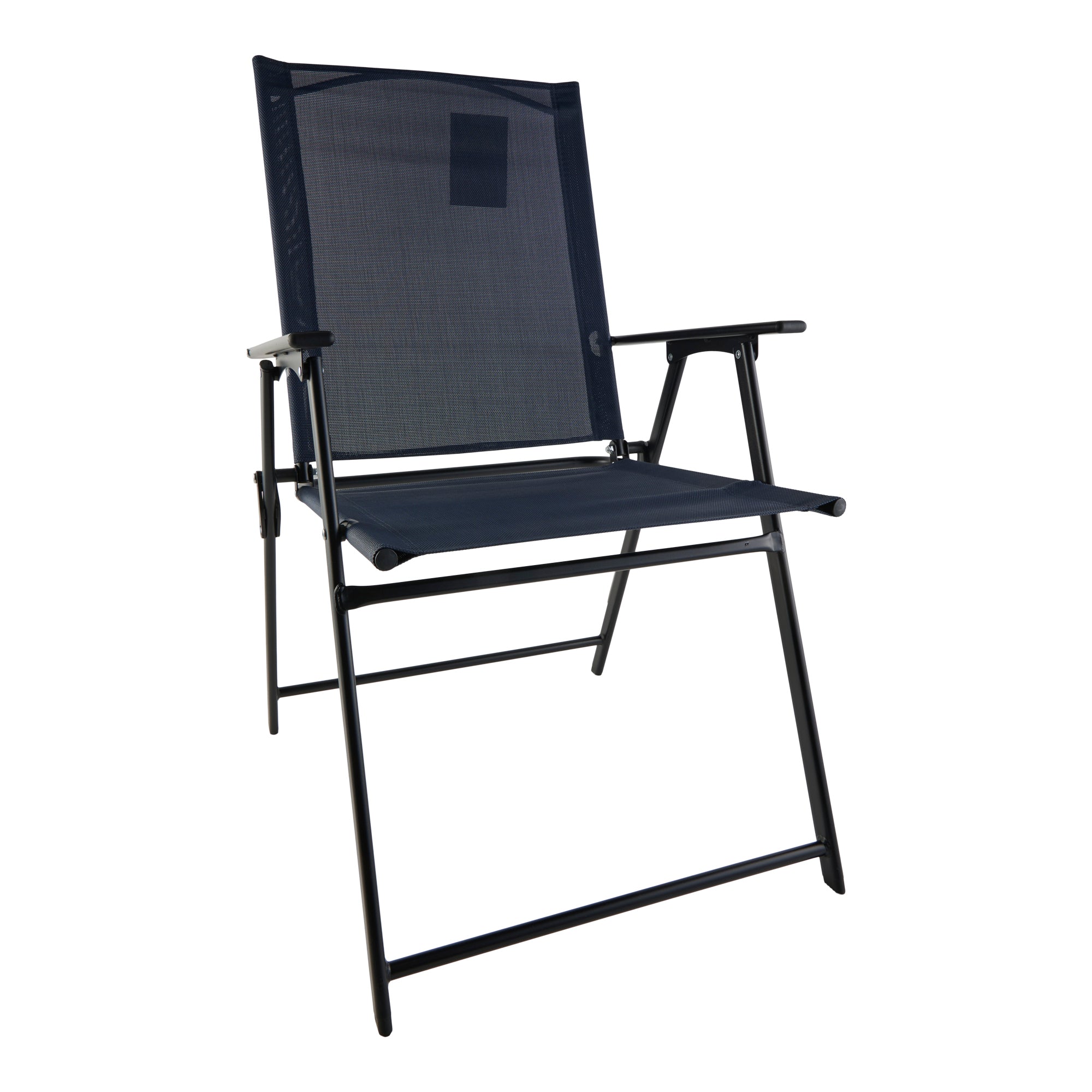 Patio Sling Folding Chair, Blue, 22-in x 25-in x 37-in.