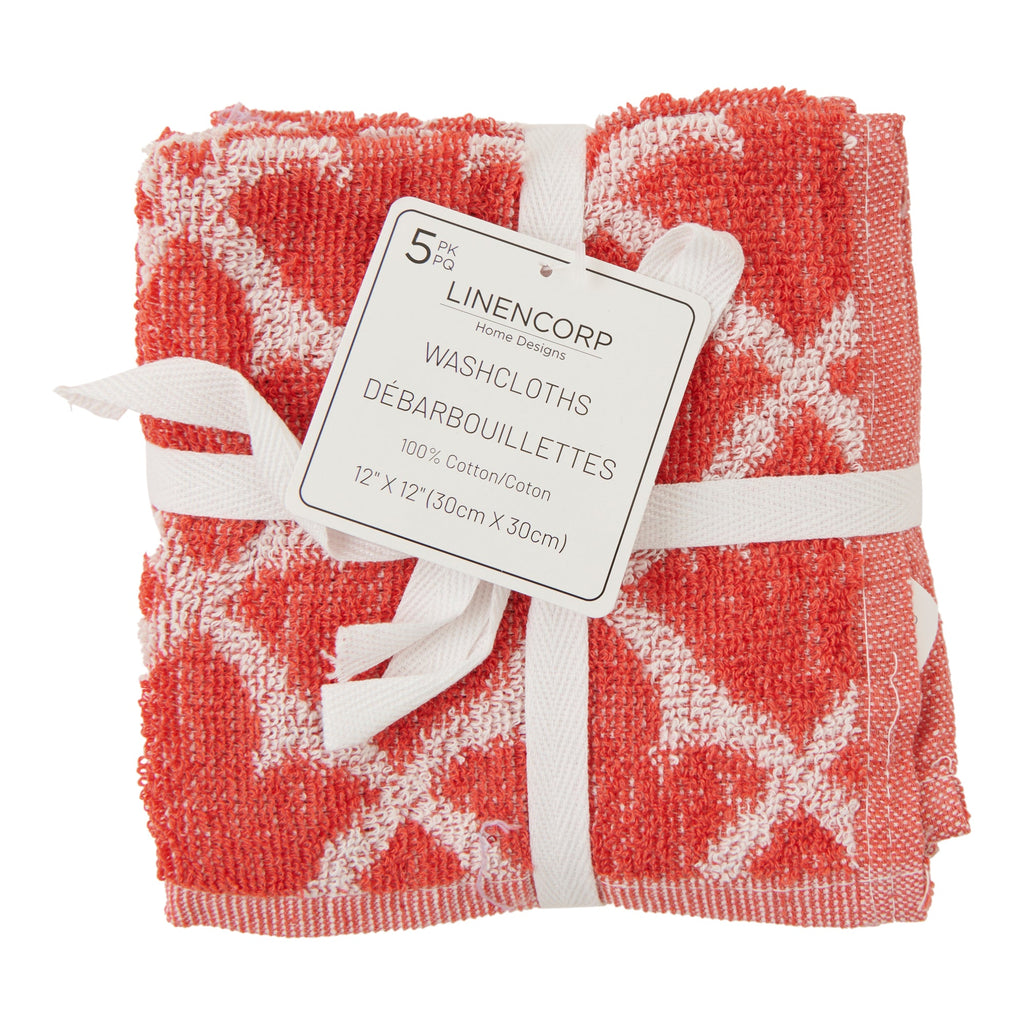 LINENCORP Cotton Facecloths, 5 Pack